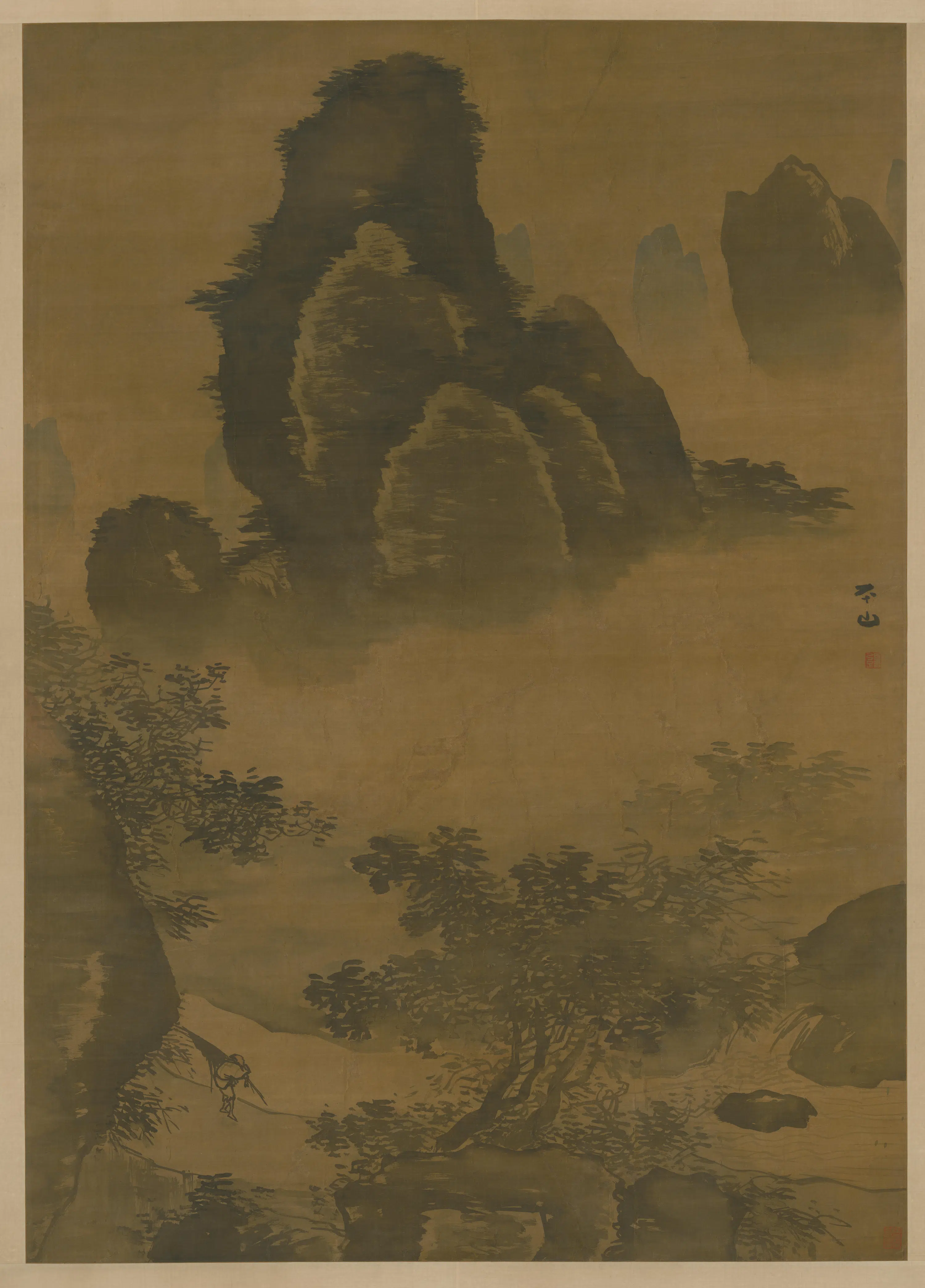 明朝【张路】《山雨欲来图轴》