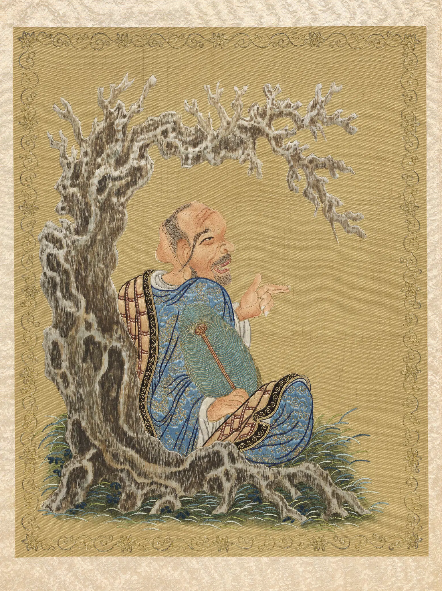 清代【毕沅】《绣毕沅书御制十六罗汉赞册-租查巴纳塔嘎尊者》 第2张