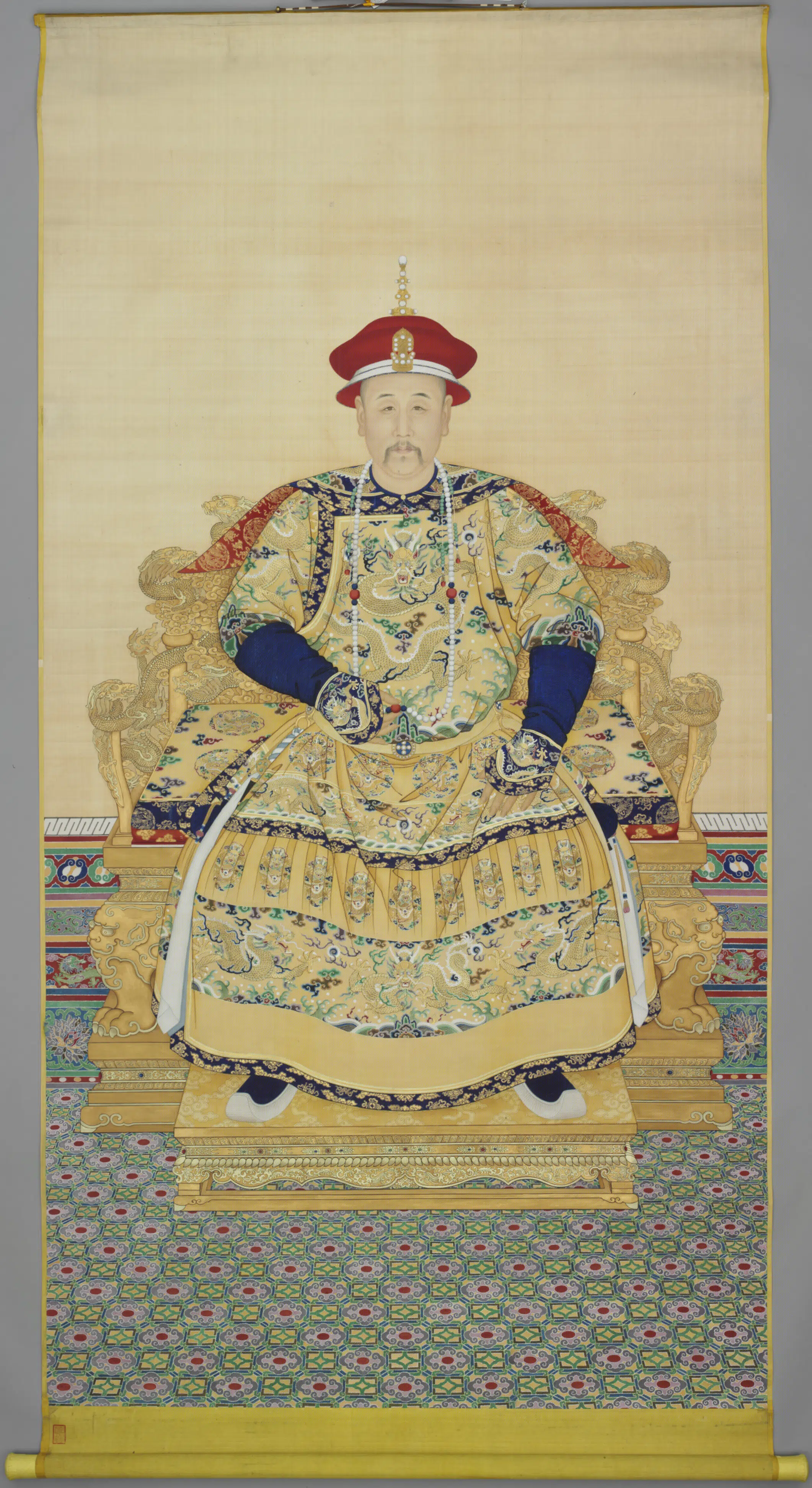 清代【爱新觉罗胤禛-清世宗雍正皇帝】《清人画胤禛朝服像轴》