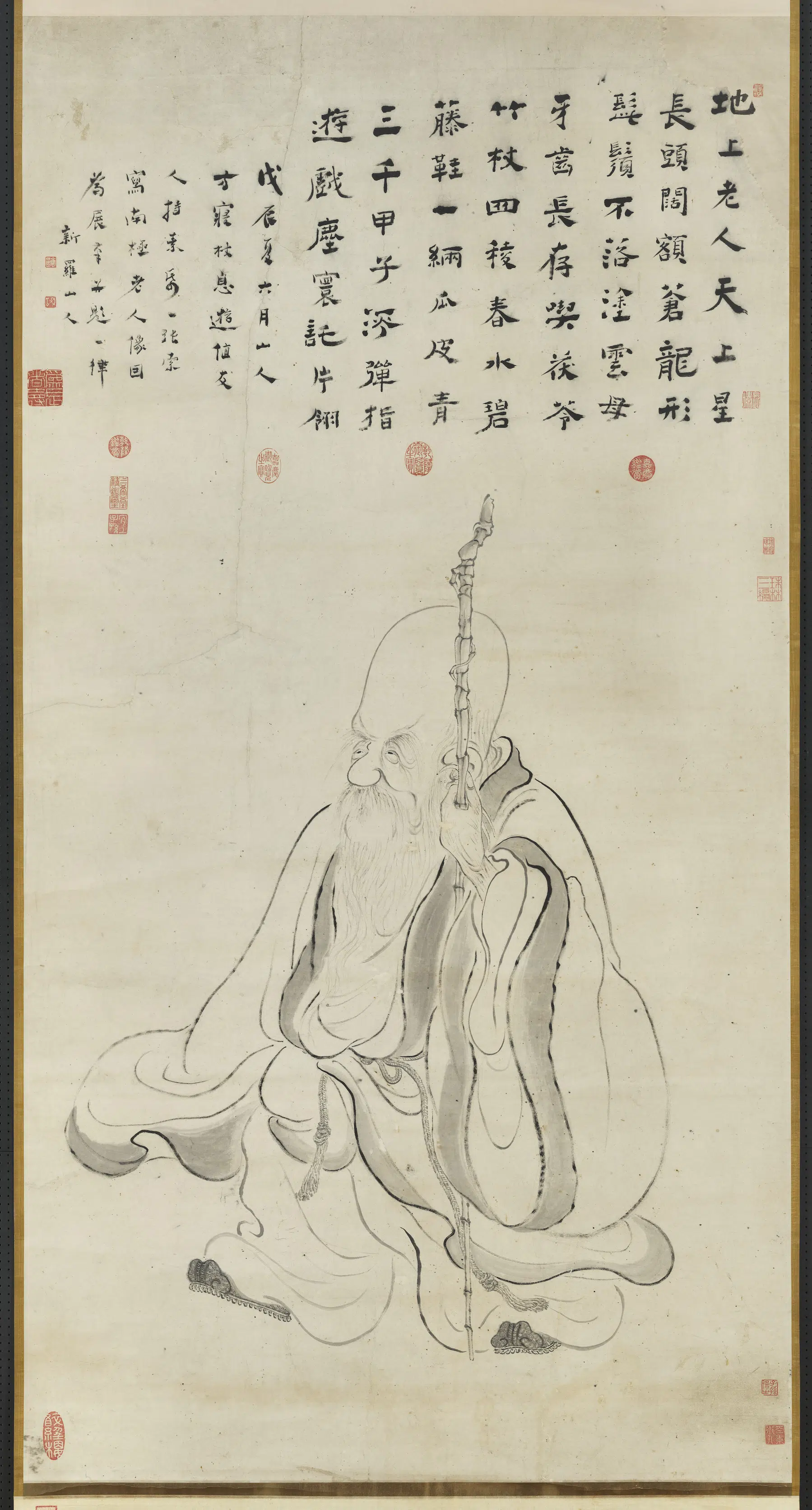 清代【华喦（华岩)(华嵒)】《画寿星图轴》