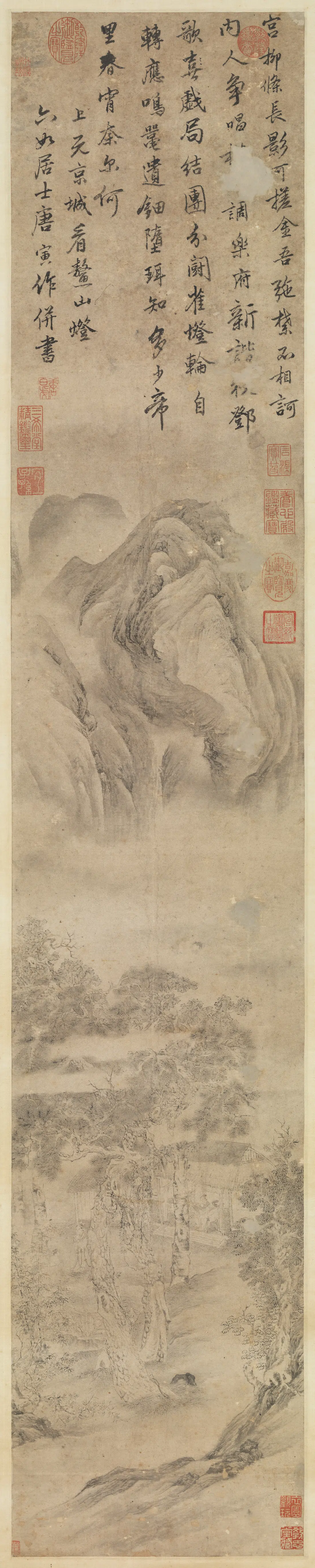 明朝【唐寅】《灯霄闺话图轴》
