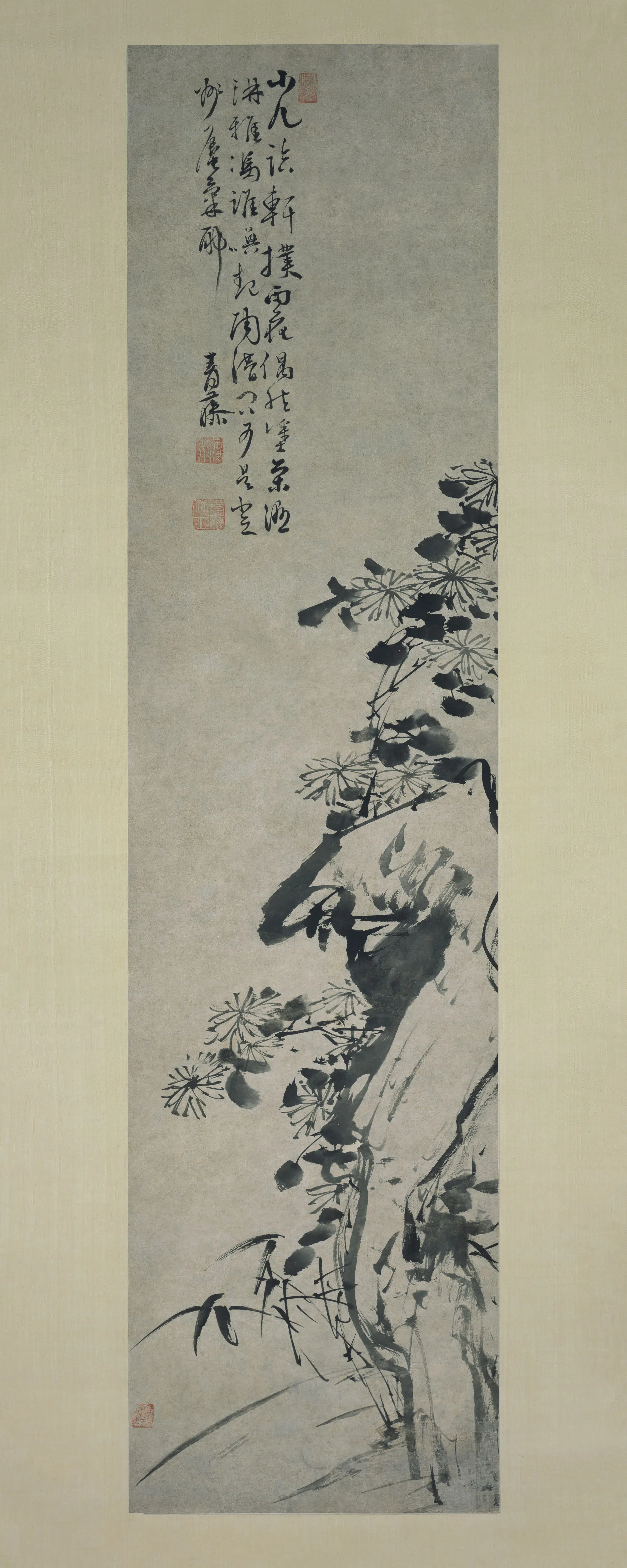 明朝【徐渭】《菊石图轴》