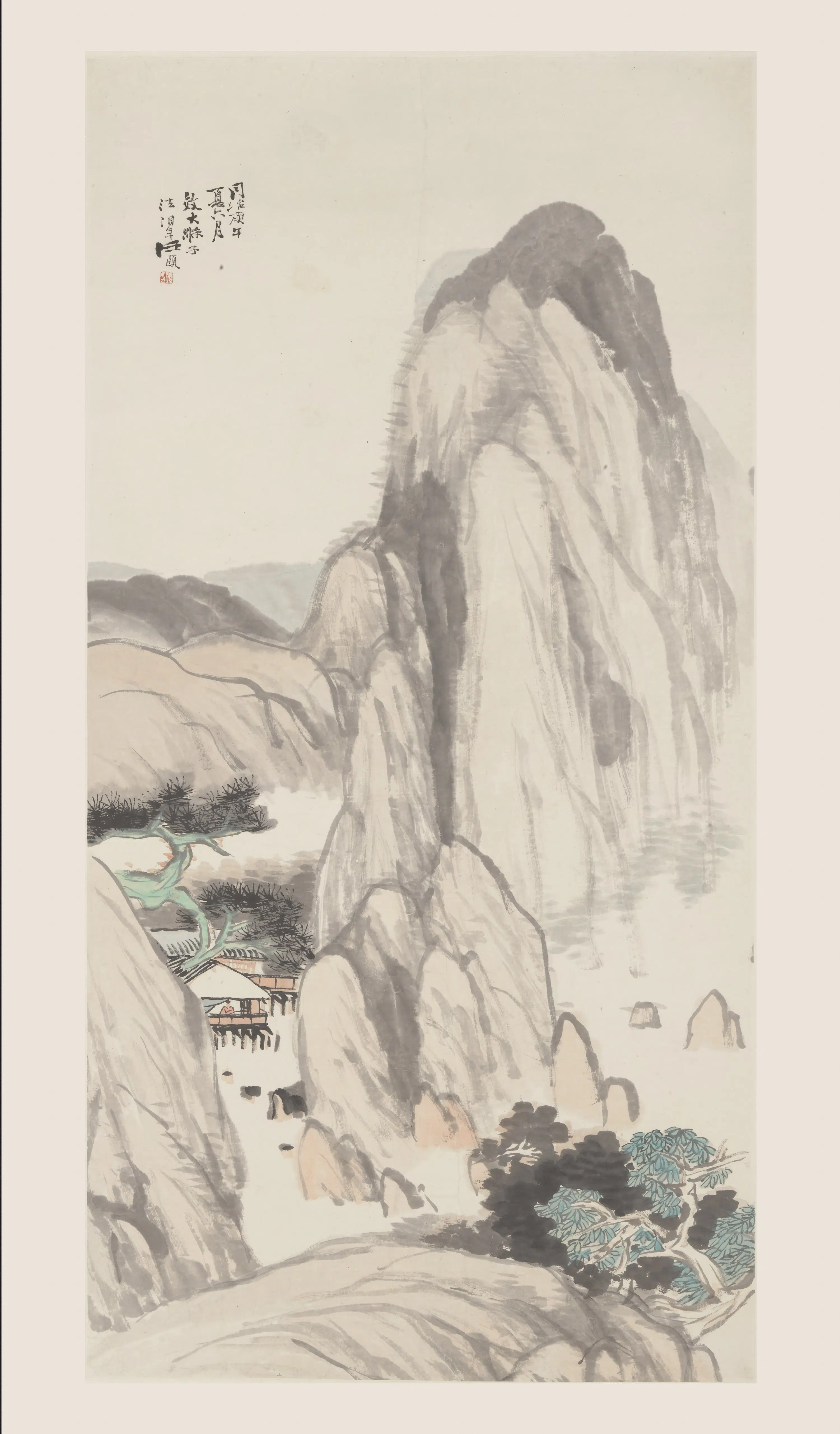 清代【任伯年（任颐）】《仿石涛山水轴》