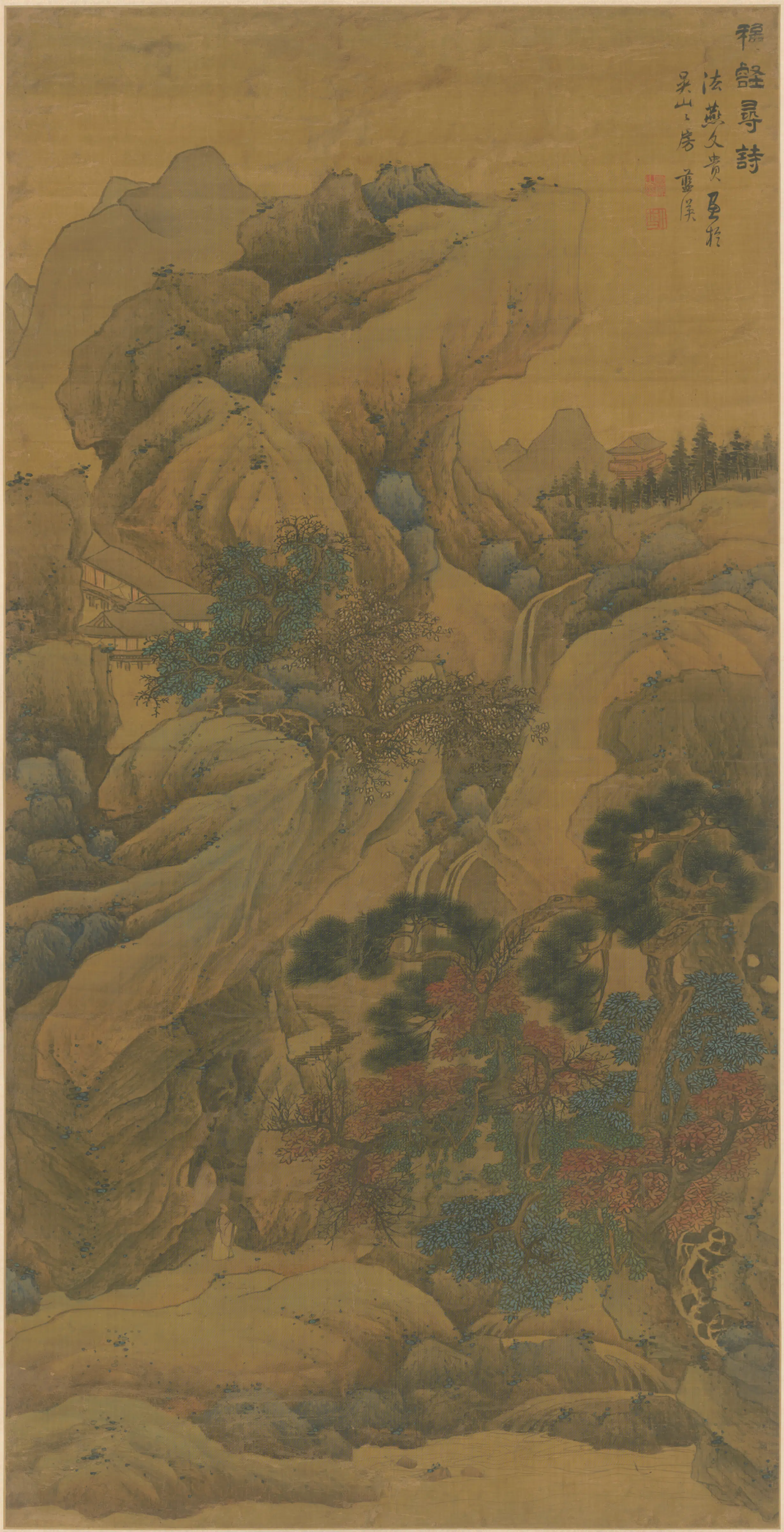 明朝【蓝瑛】《秋壑寻诗图轴》