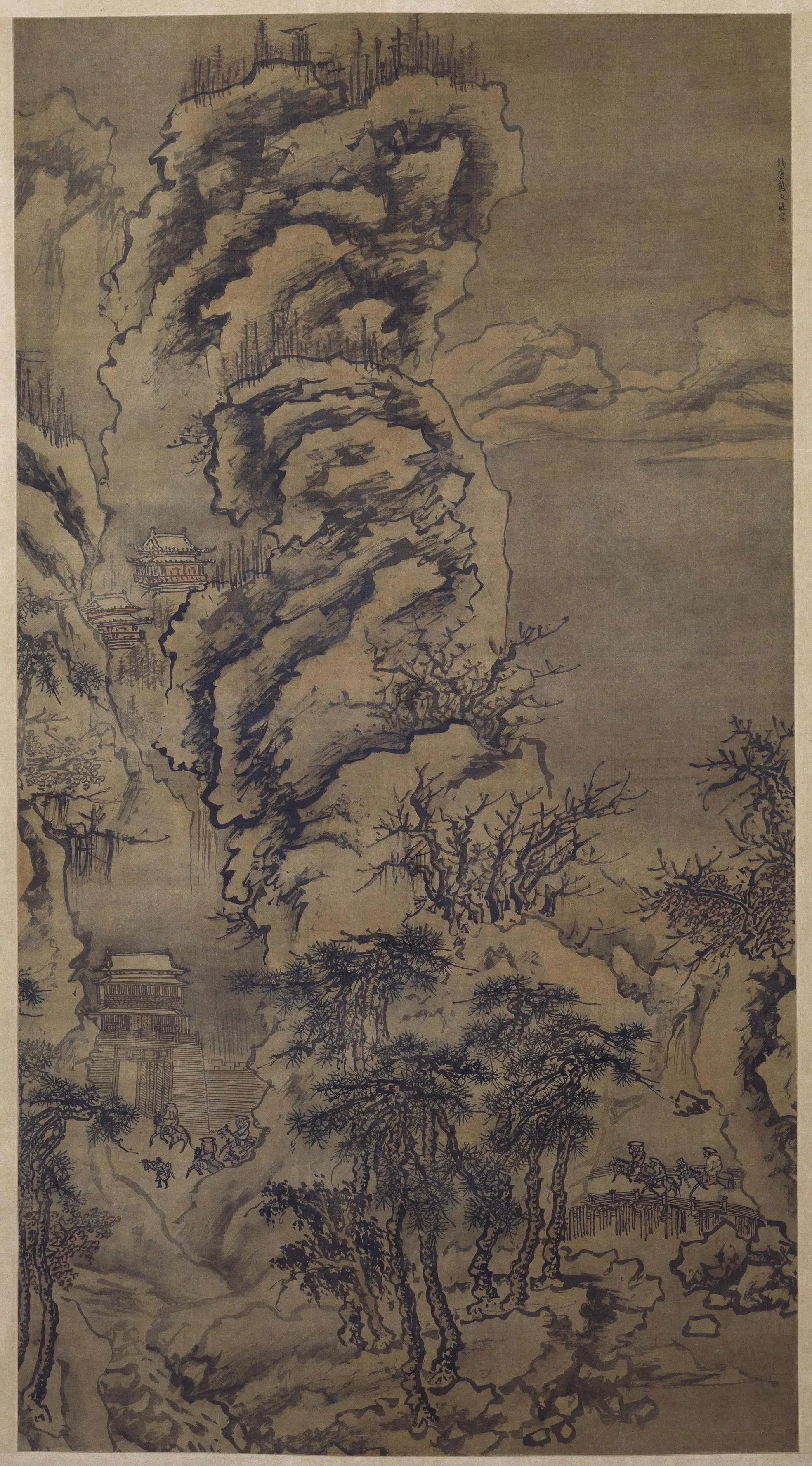 明朝【戴进】《雪景山水轴》