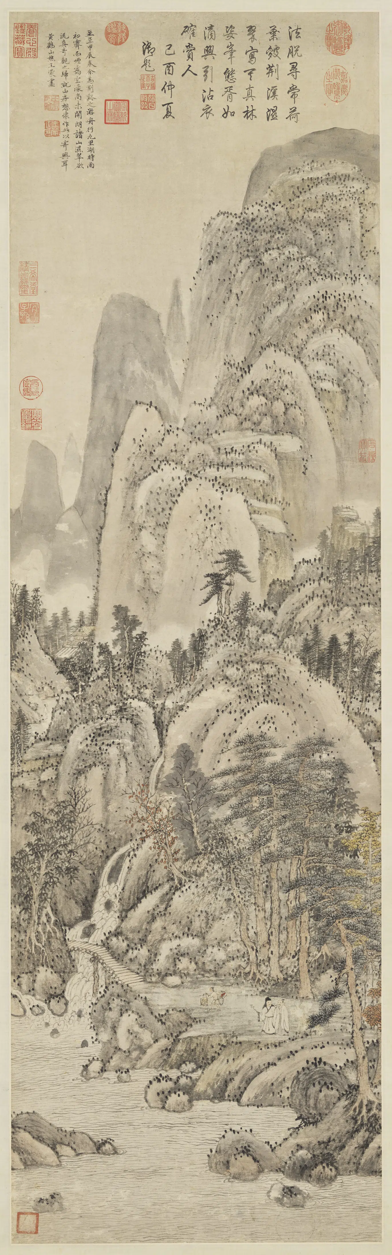 元朝【王蒙】《画荆溪湿翠图轴》