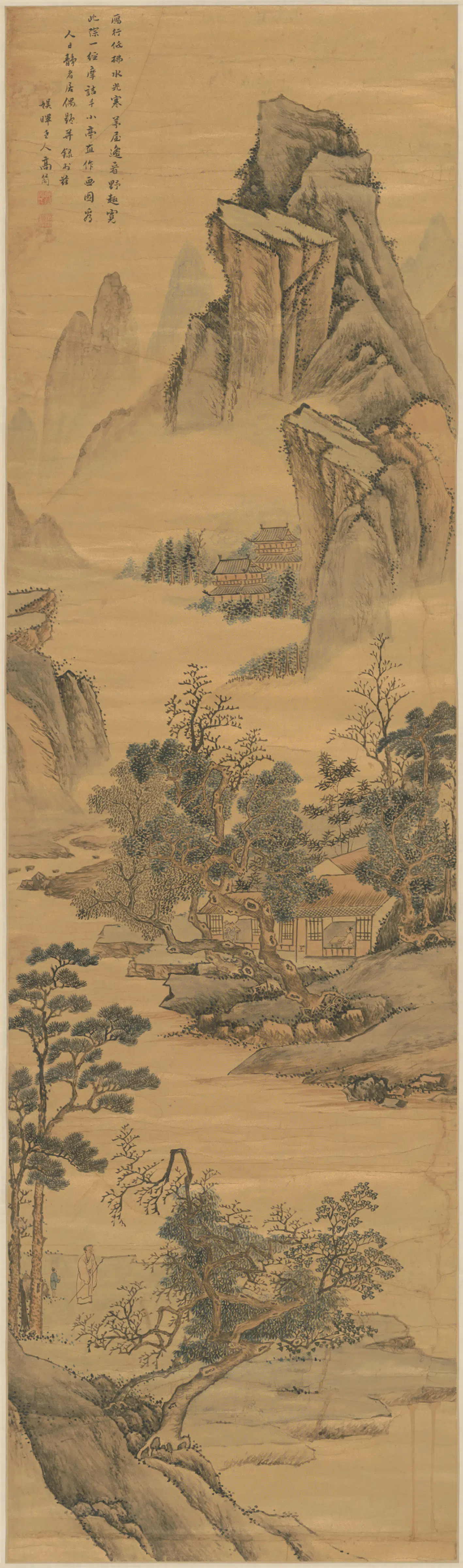 清代【高简】《金牋山水轴》