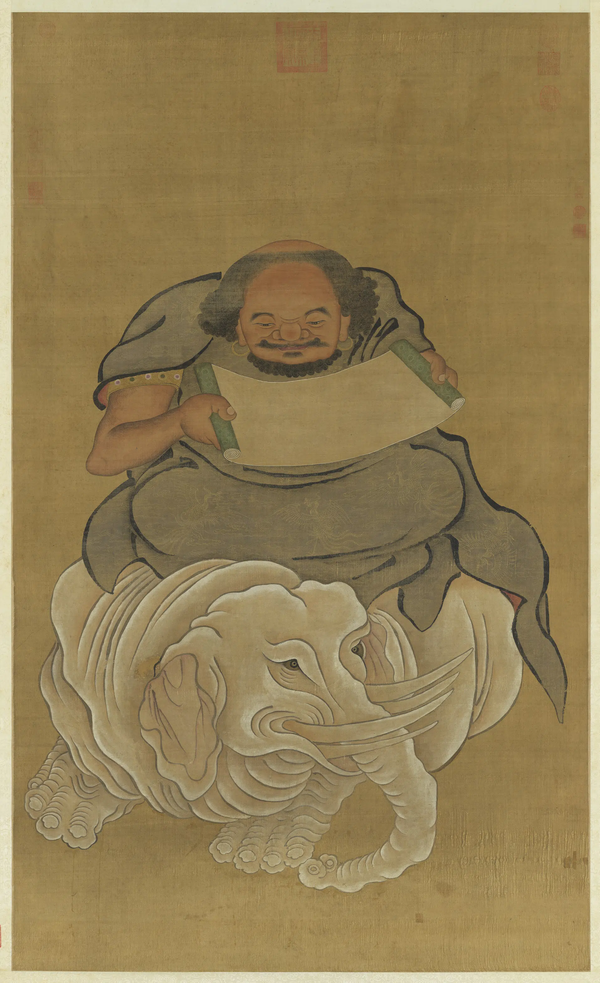 明朝《明人画普贤大士像图轴》