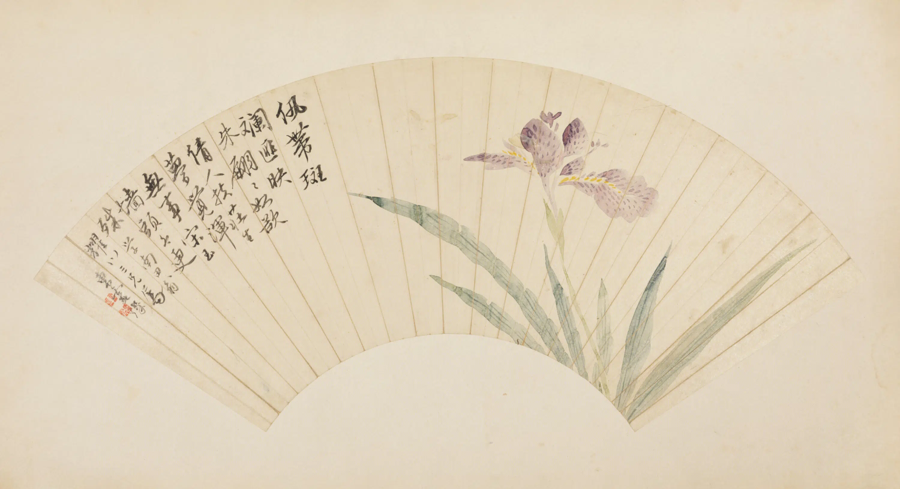 清代【东霞灿】《花卉扇》