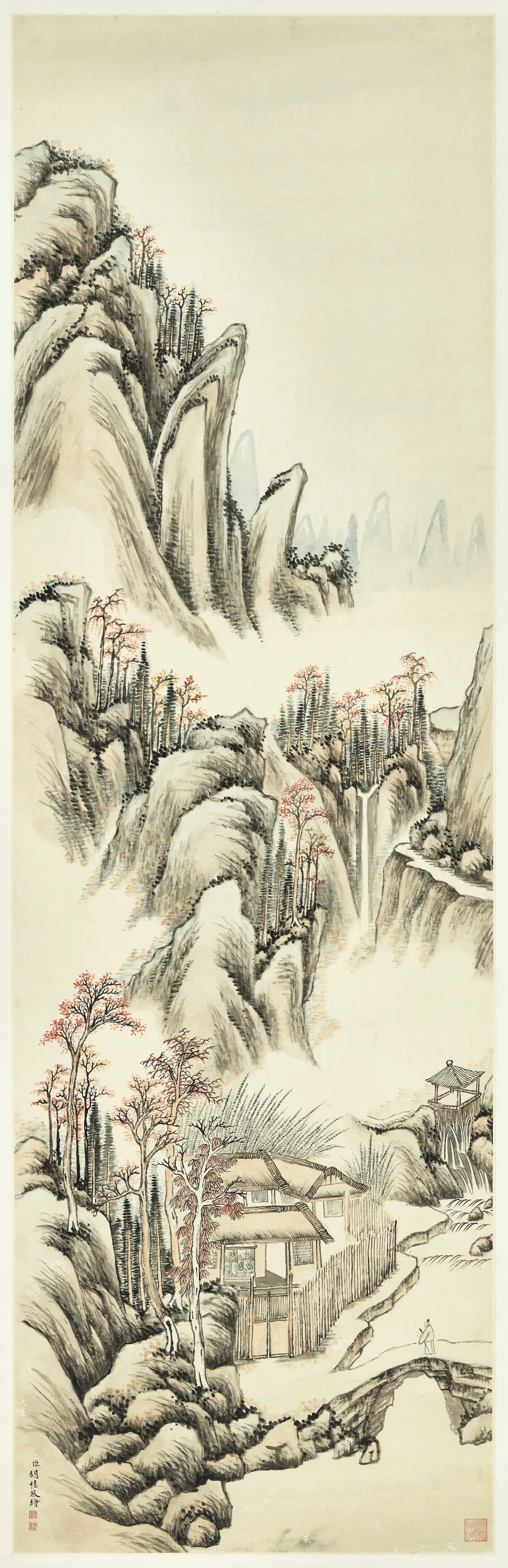 清代【胡桂】《枫溪书屋图轴》 第1张 清代【胡桂】《枫溪书屋图轴》 第1张
