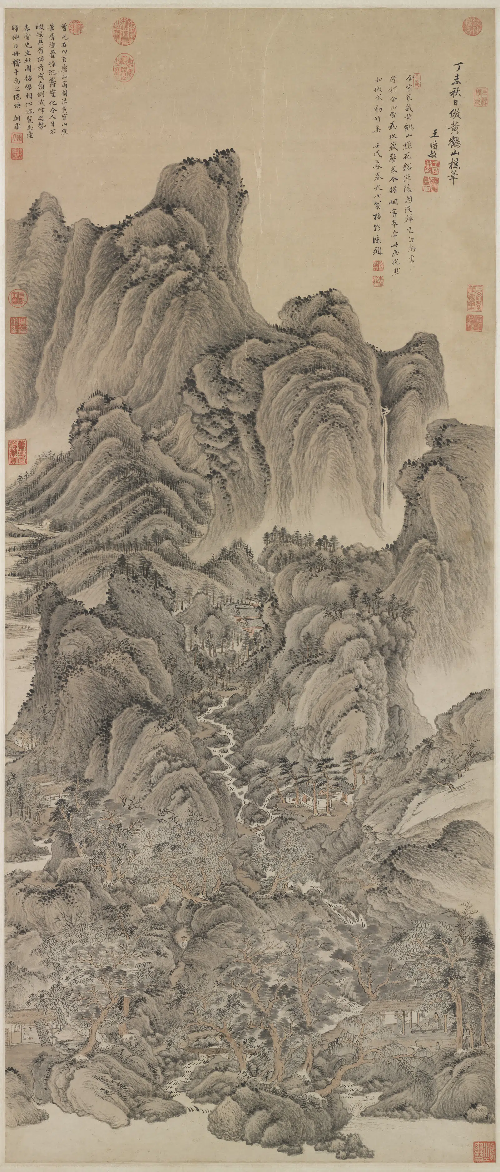 清朝【王时敏】《仿王蒙山水图轴》