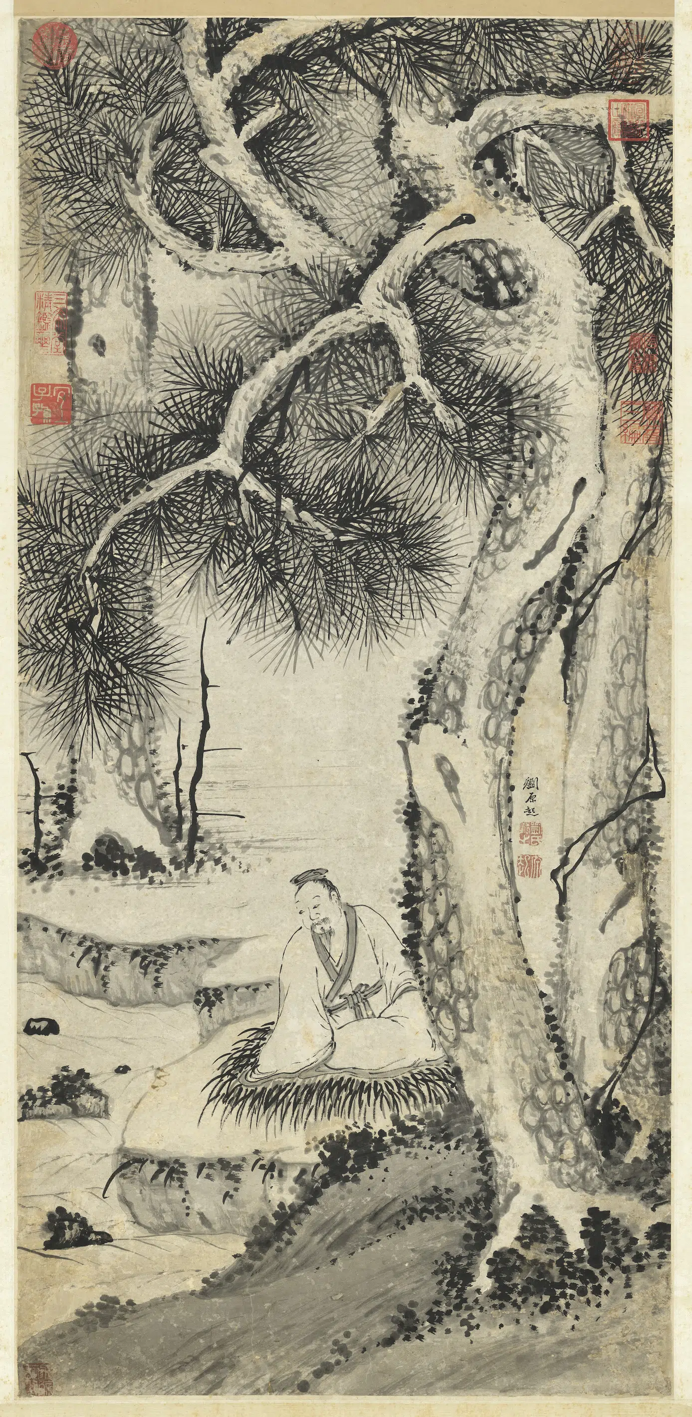 明朝【刘原起】《松壑高闲图轴》