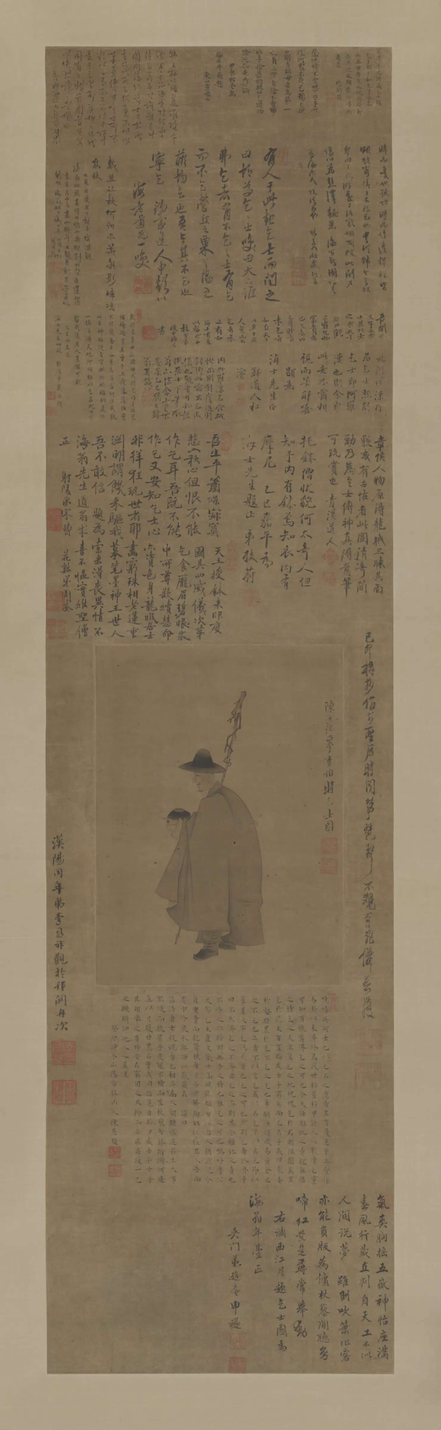 明朝【陈洪绶】《乞士图轴》