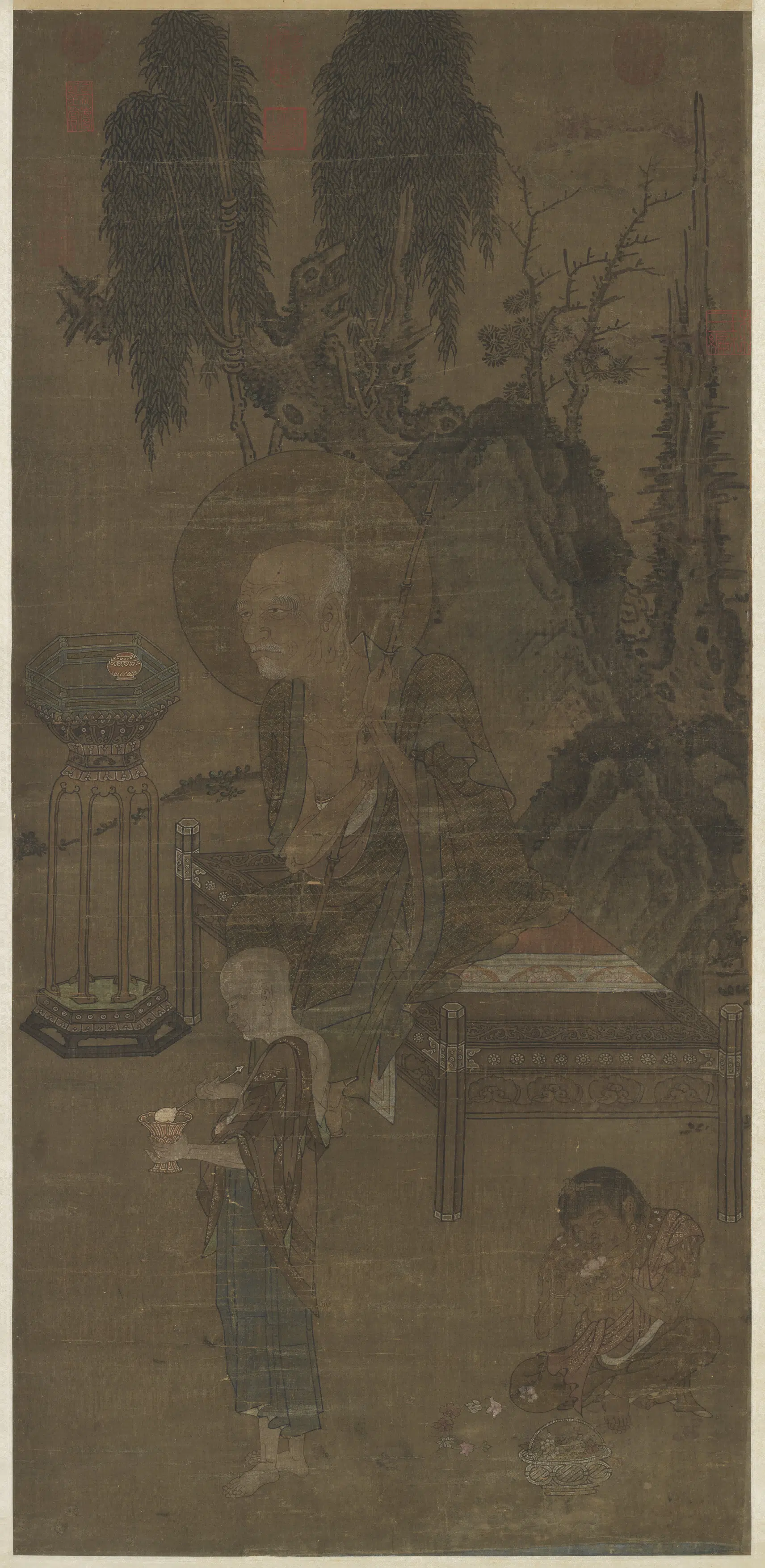 南宋【李嵩】《画罗汉图轴》