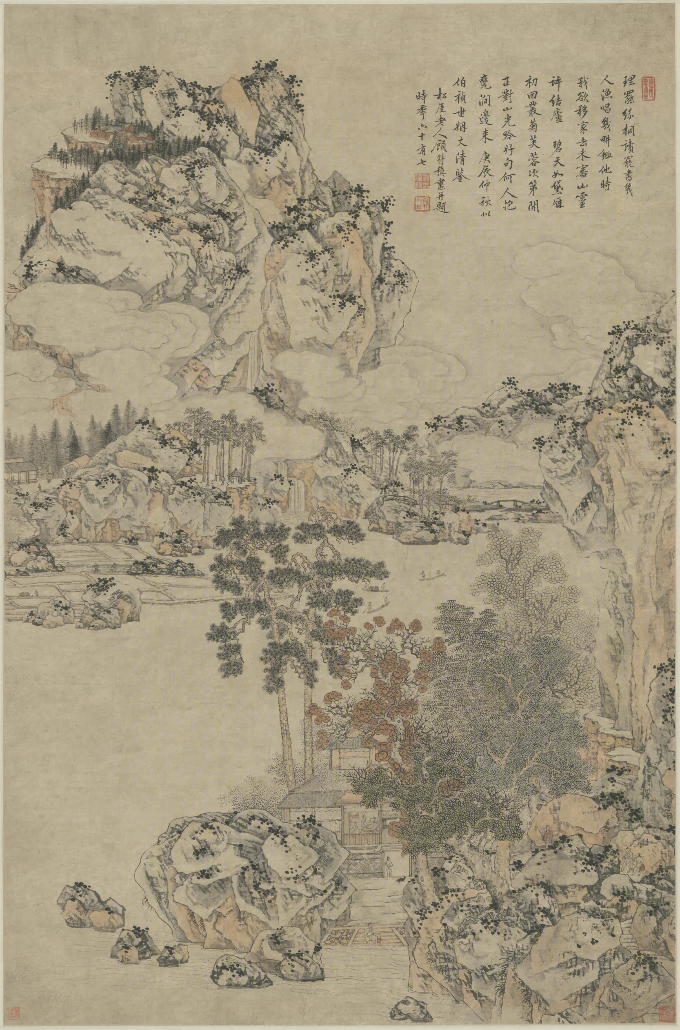 清代【顾符稹】《山水轴》