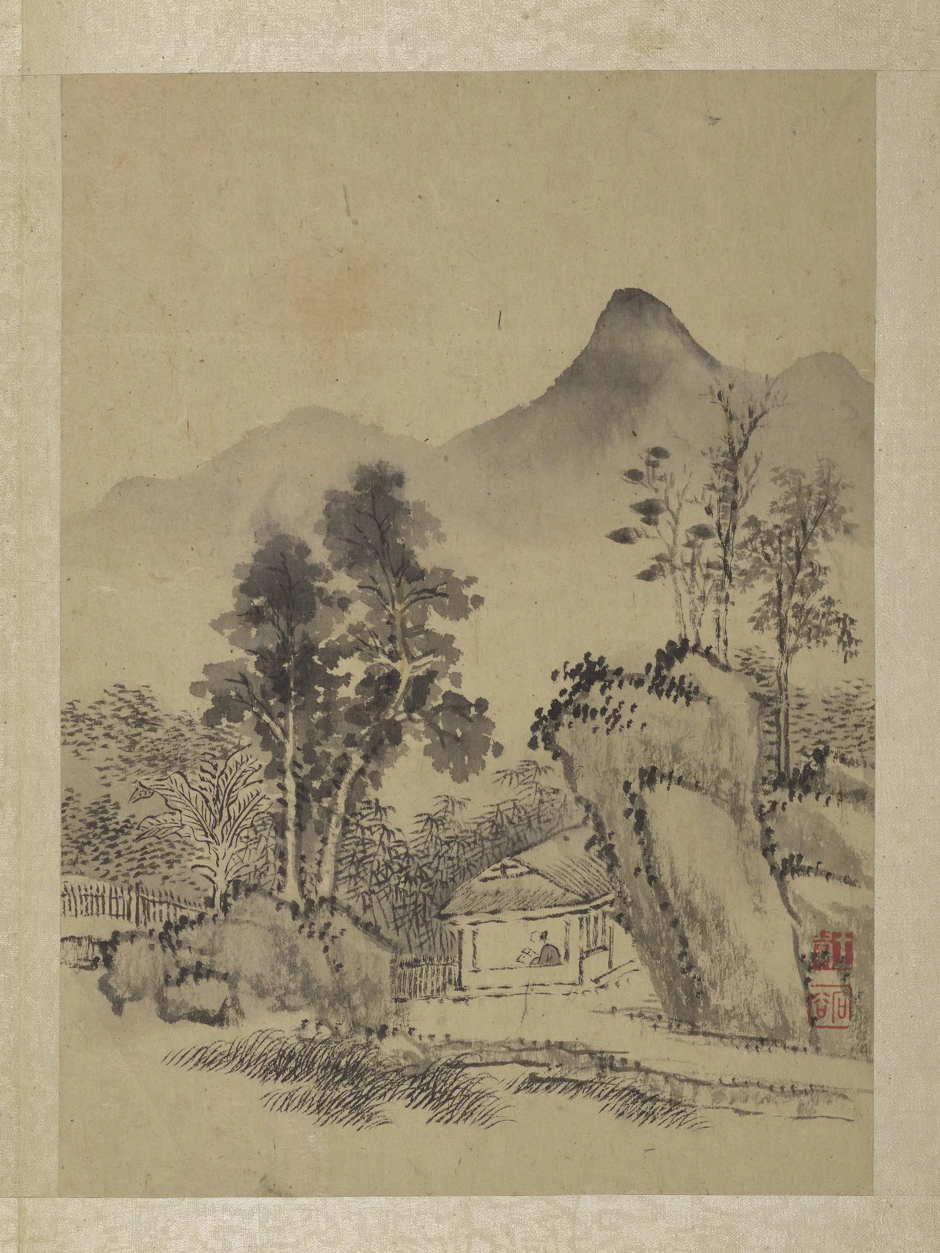 清代【王翚】《画山水册-屋中静读》