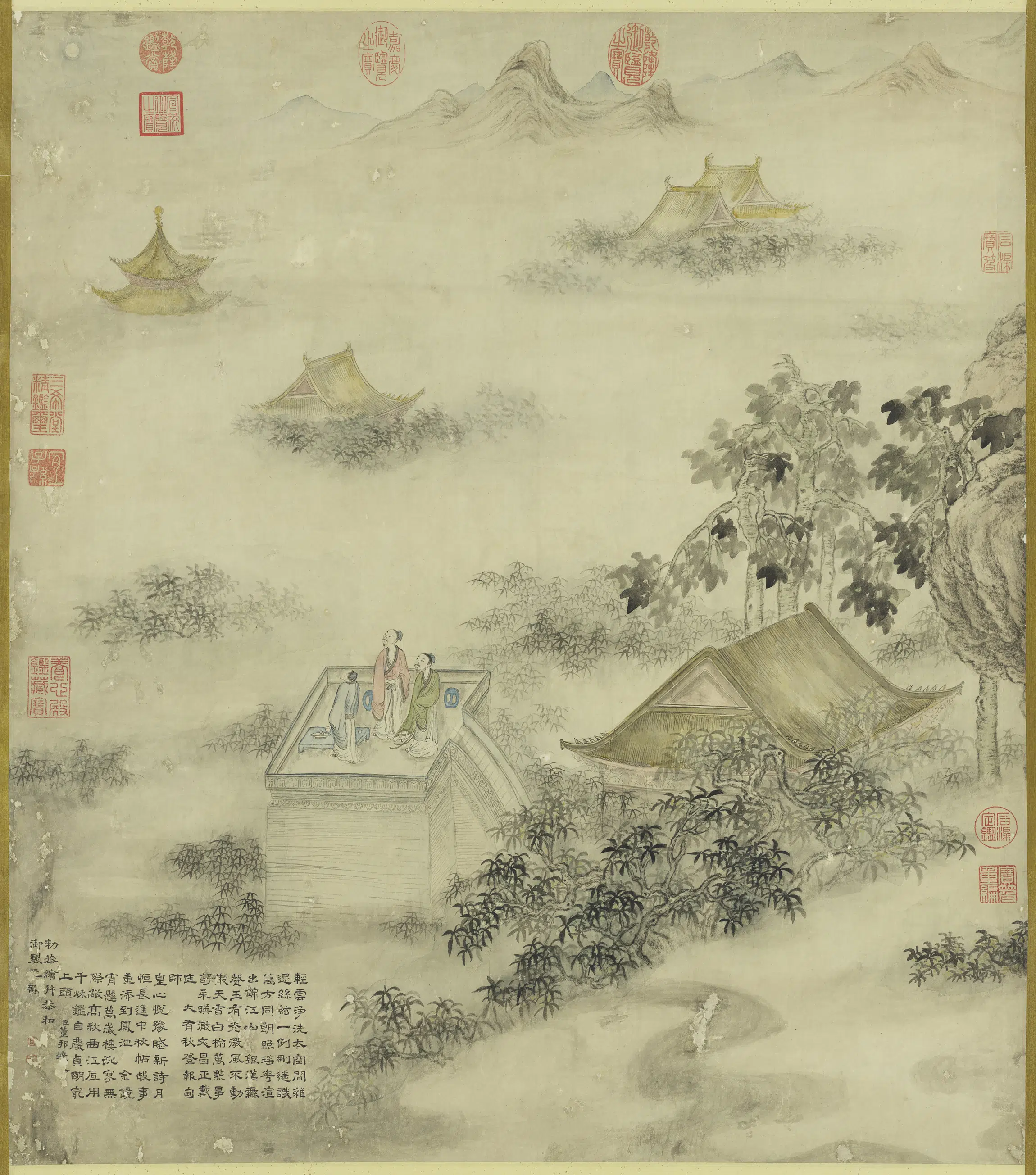 清代【董邦达】《画中秋帖子诗意图轴》