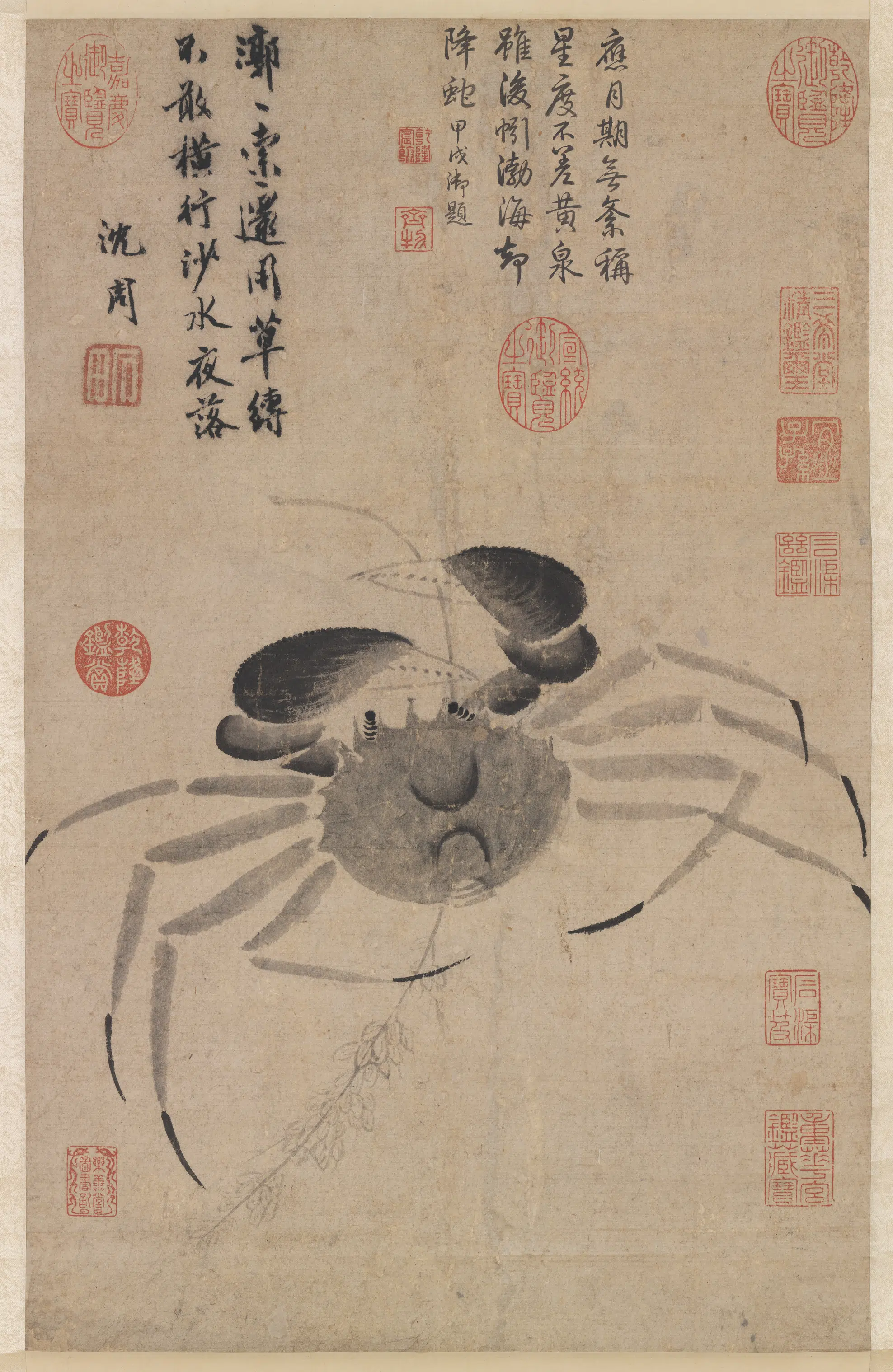 明朝【沈周】《画郭索图轴》