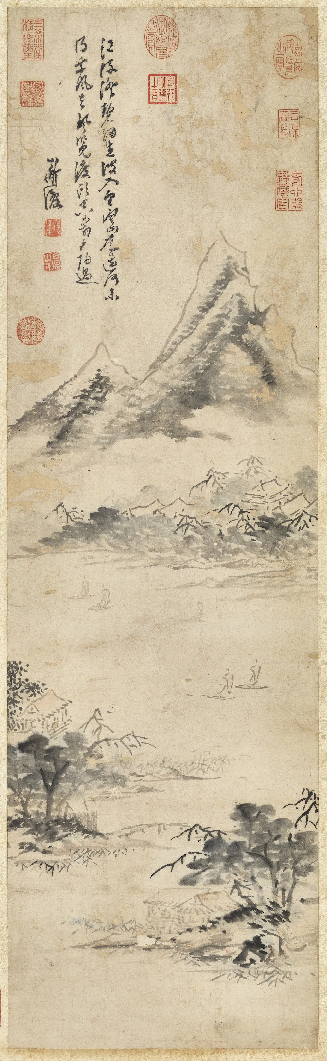 明朝【陈淳（道复）】《江流澄碧图》