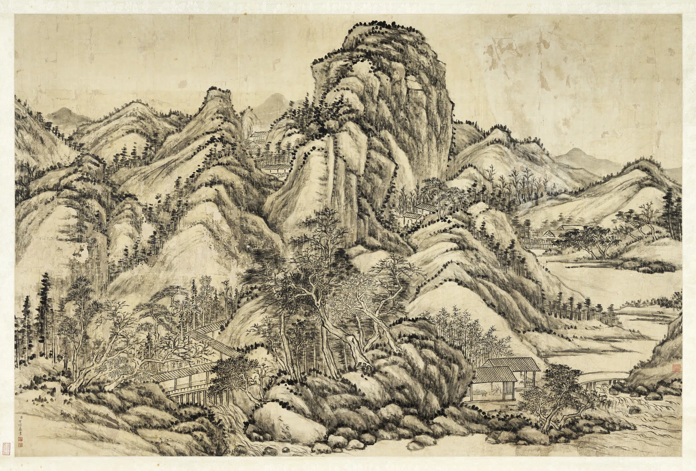 清代【方琮】《溪山书屋图轴》