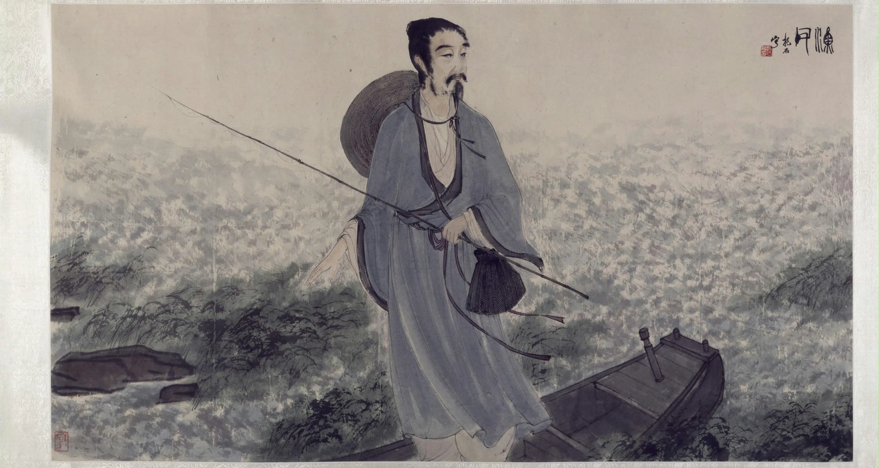 近现代【傅抱石】《渔父图横幅》