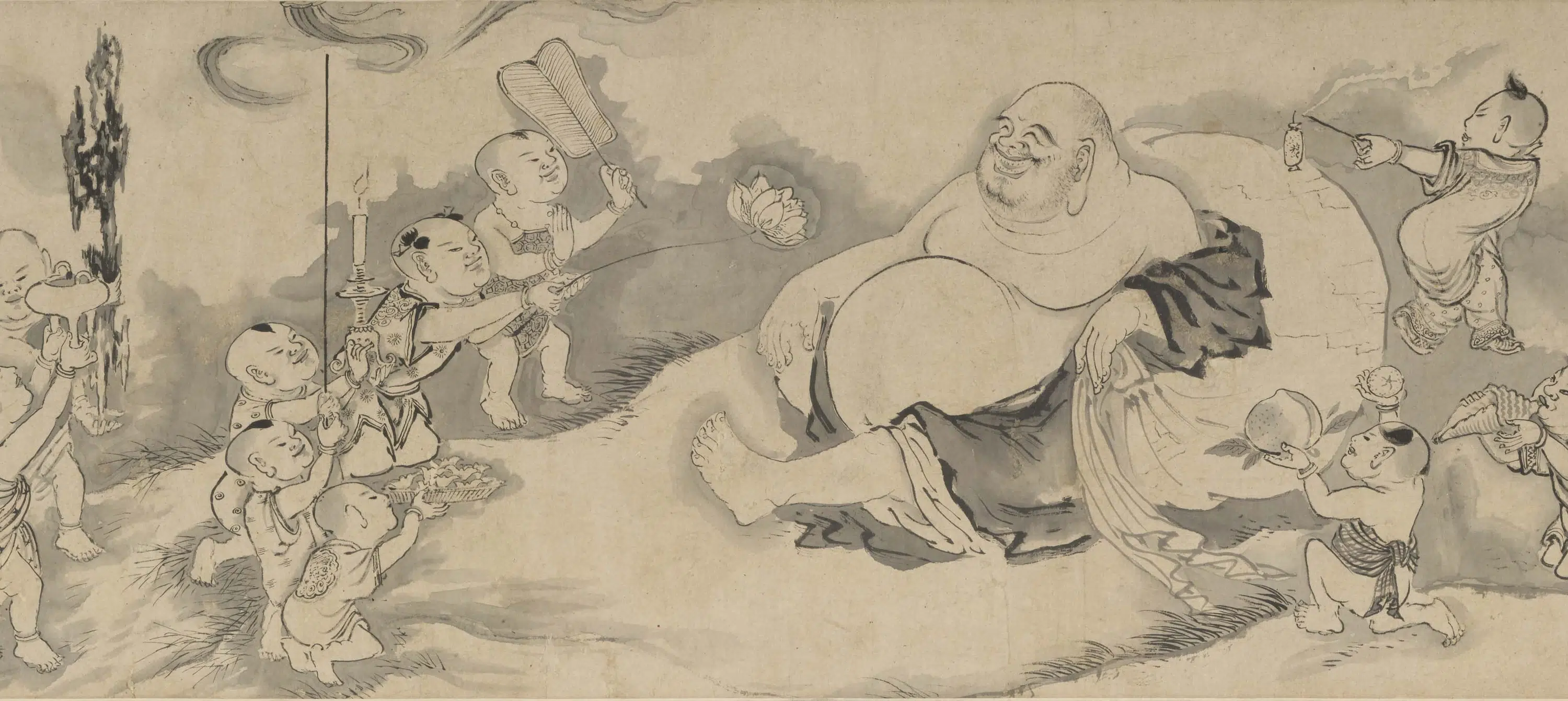 明朝【李麟】《布袋慈尊十八子图卷》 第3张 明朝【李麟】《布袋慈尊十八子图卷》 第3张
