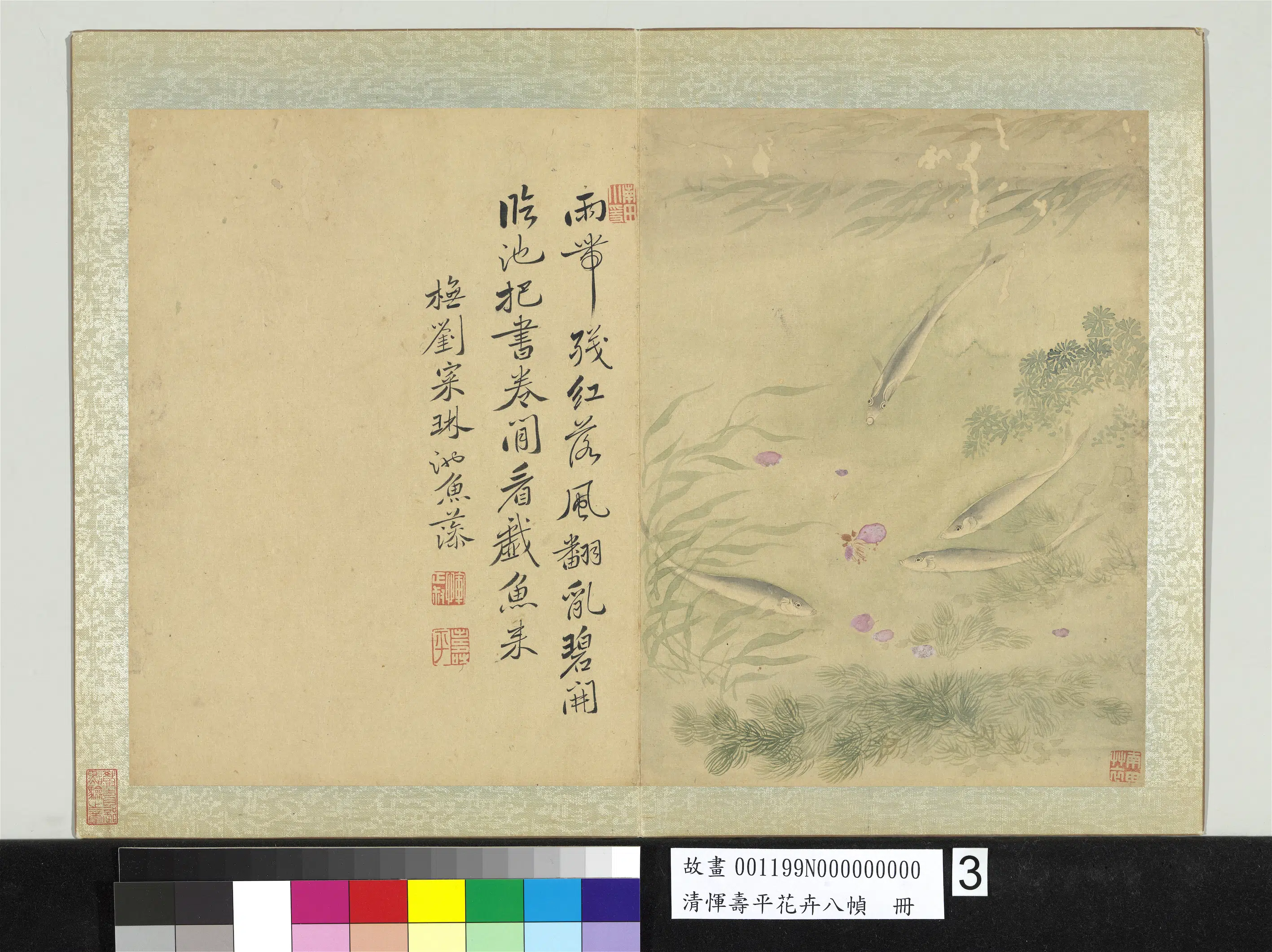 清代【恽寿平】《花卉八帧册-橅刘寀琳池鱼藻》