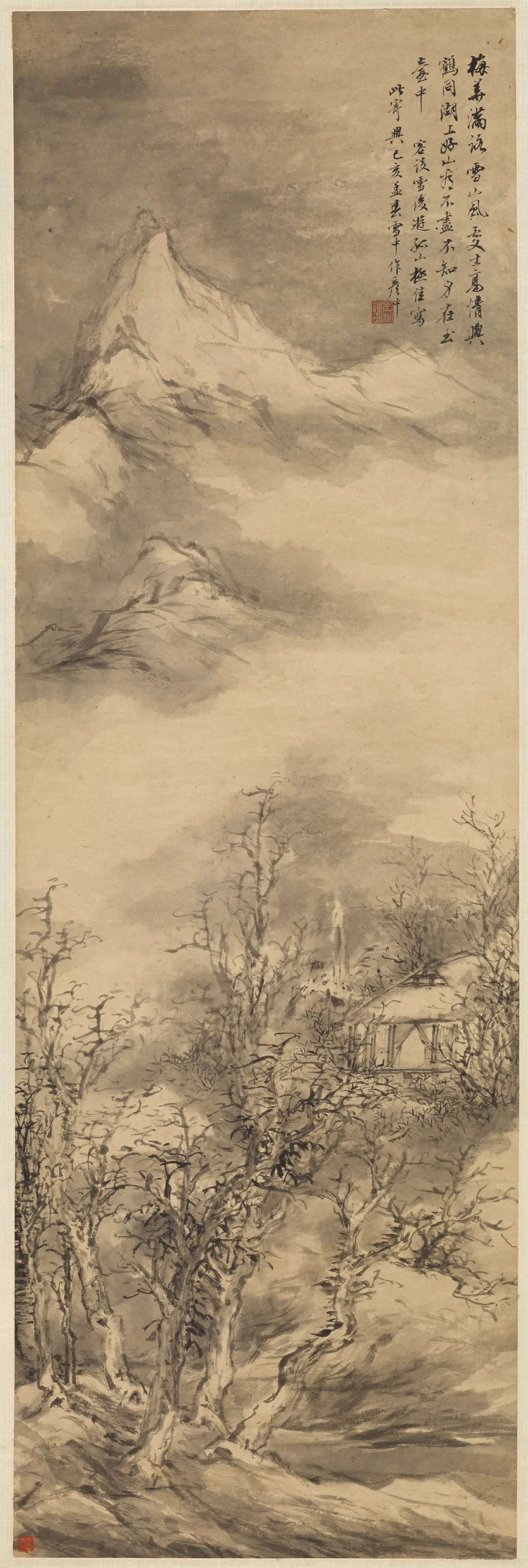 清代【刘彦冲】《雪景山水轴》