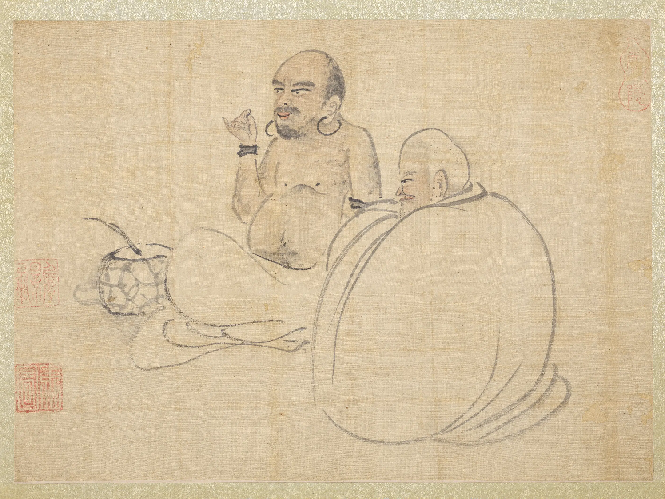 元代《元人画十八应真像册-应真（九）》