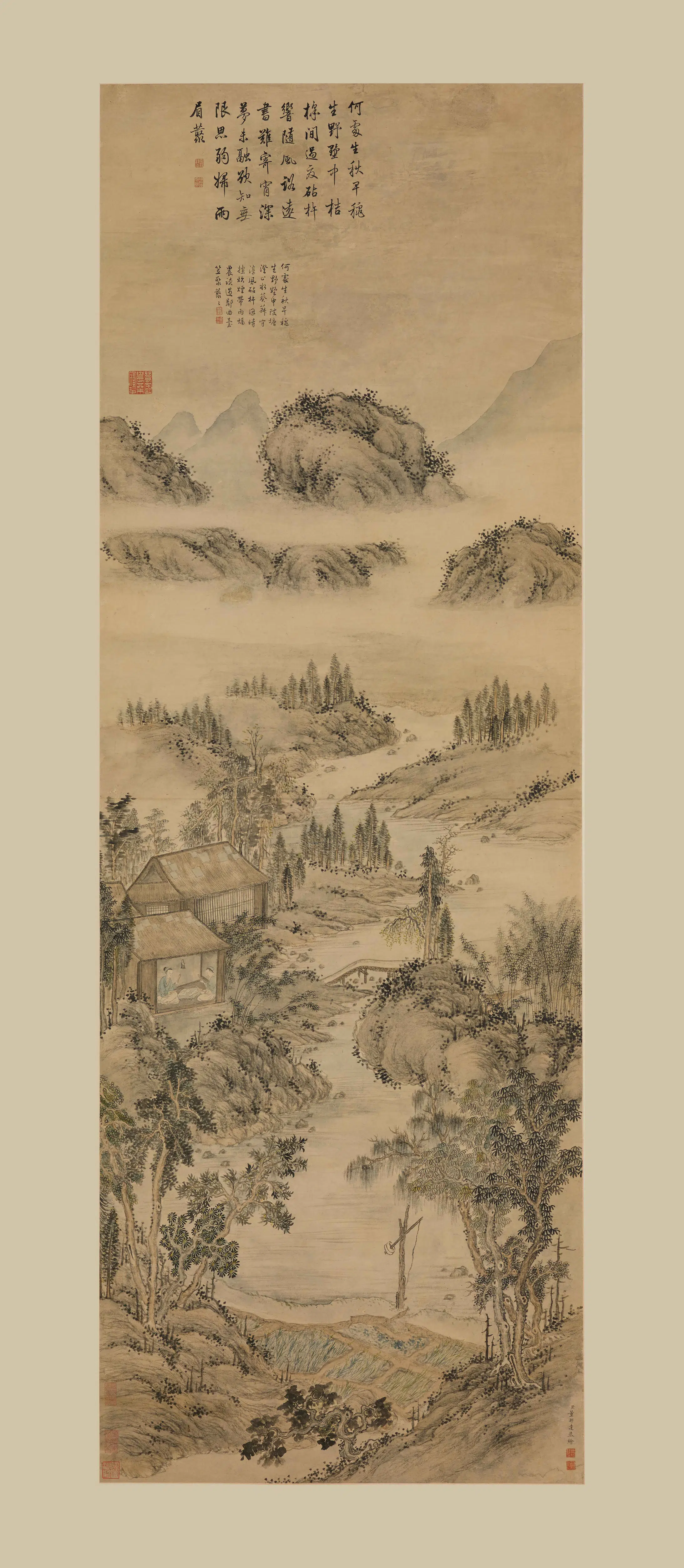清代【董邦达】《砧杵图轴》