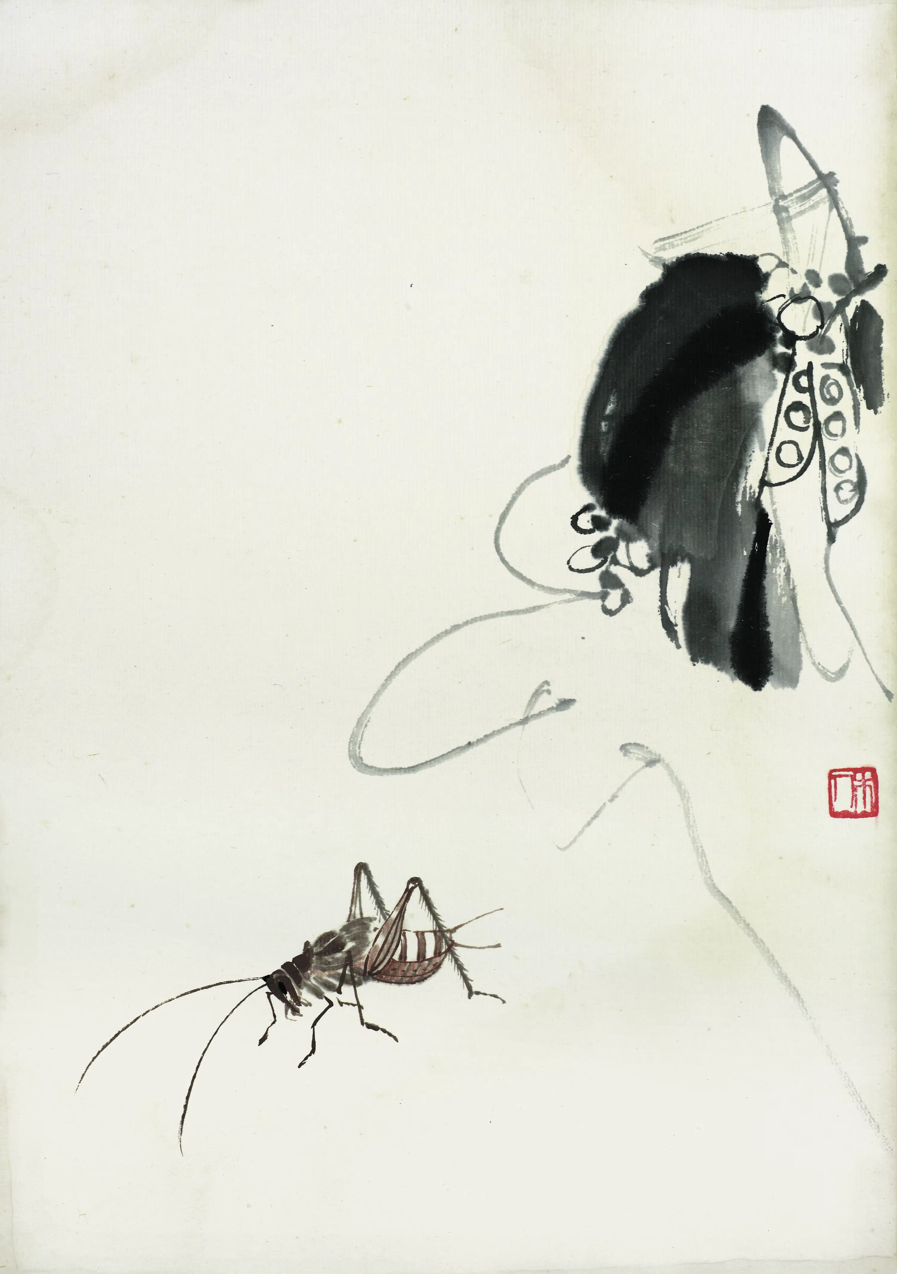 近现代【齐白石】《花卉虫草图册83开》 第32张 近现代【齐白石】《花卉虫草图册83开》 第32张