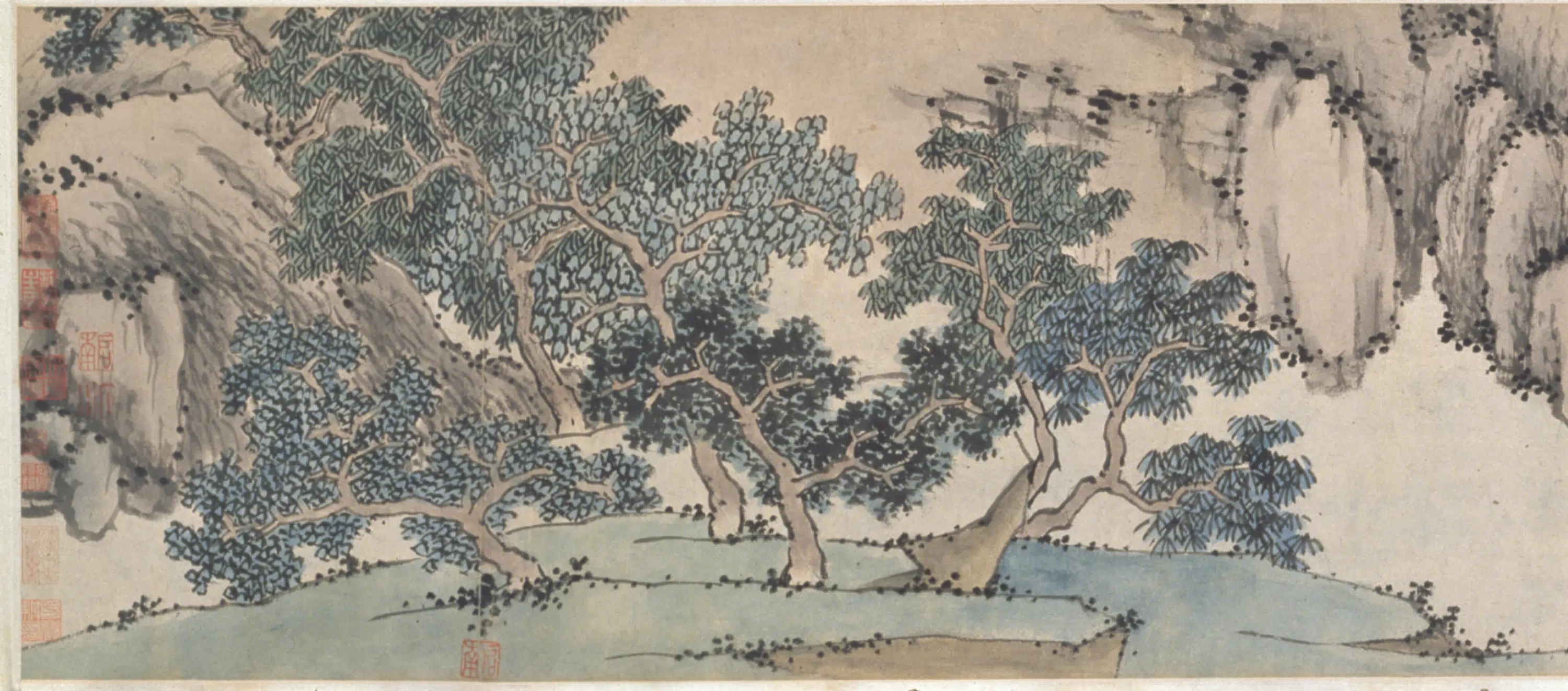 明朝【沈周】《听泉图卷》
