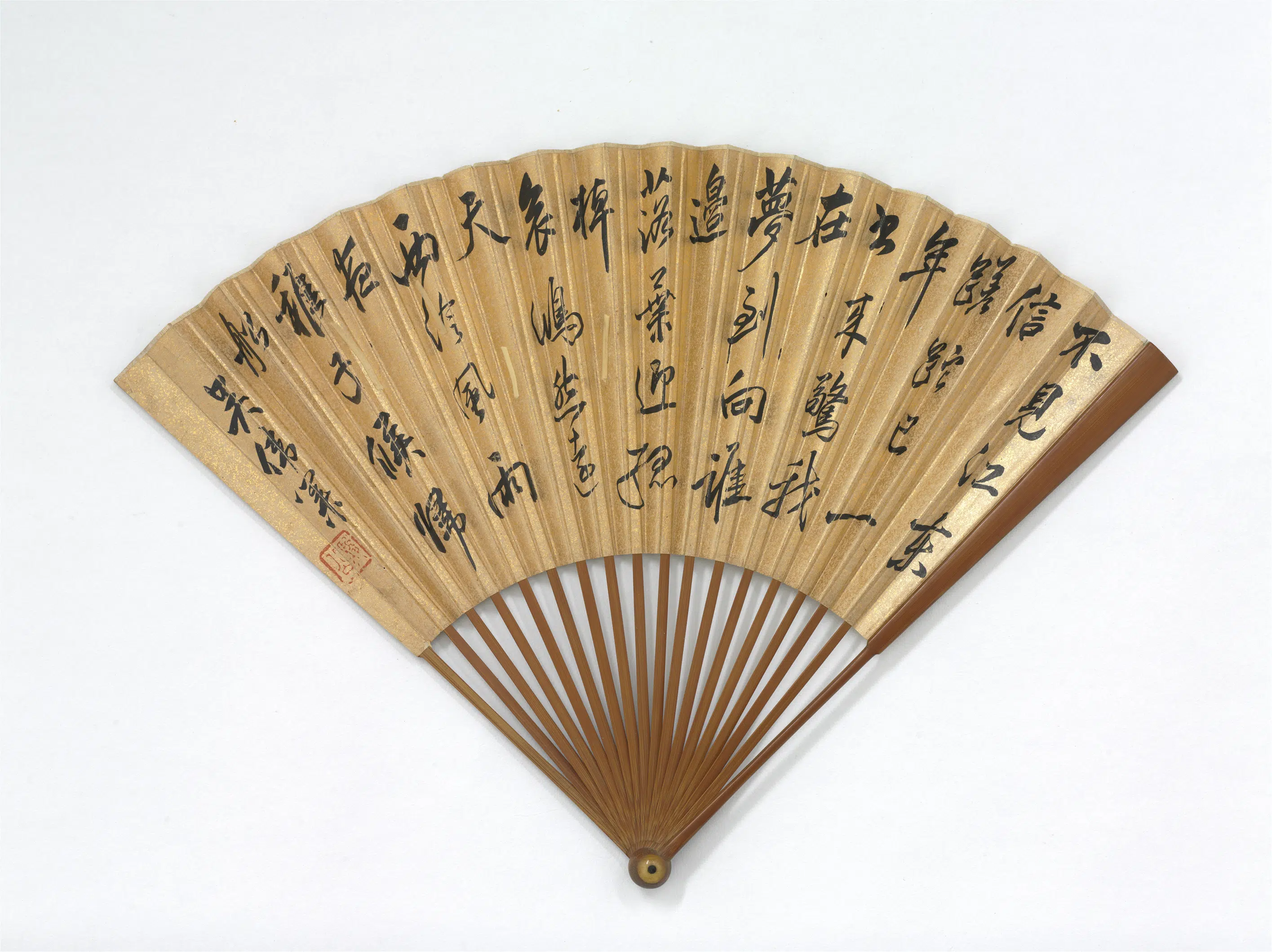 清代【吴伟业】《明朱鹭画两竹图吴伟业书五言律诗-成扇》 第2张 清代【吴伟业】《明朱鹭画两竹图吴伟业书五言律诗-成扇》 第2张