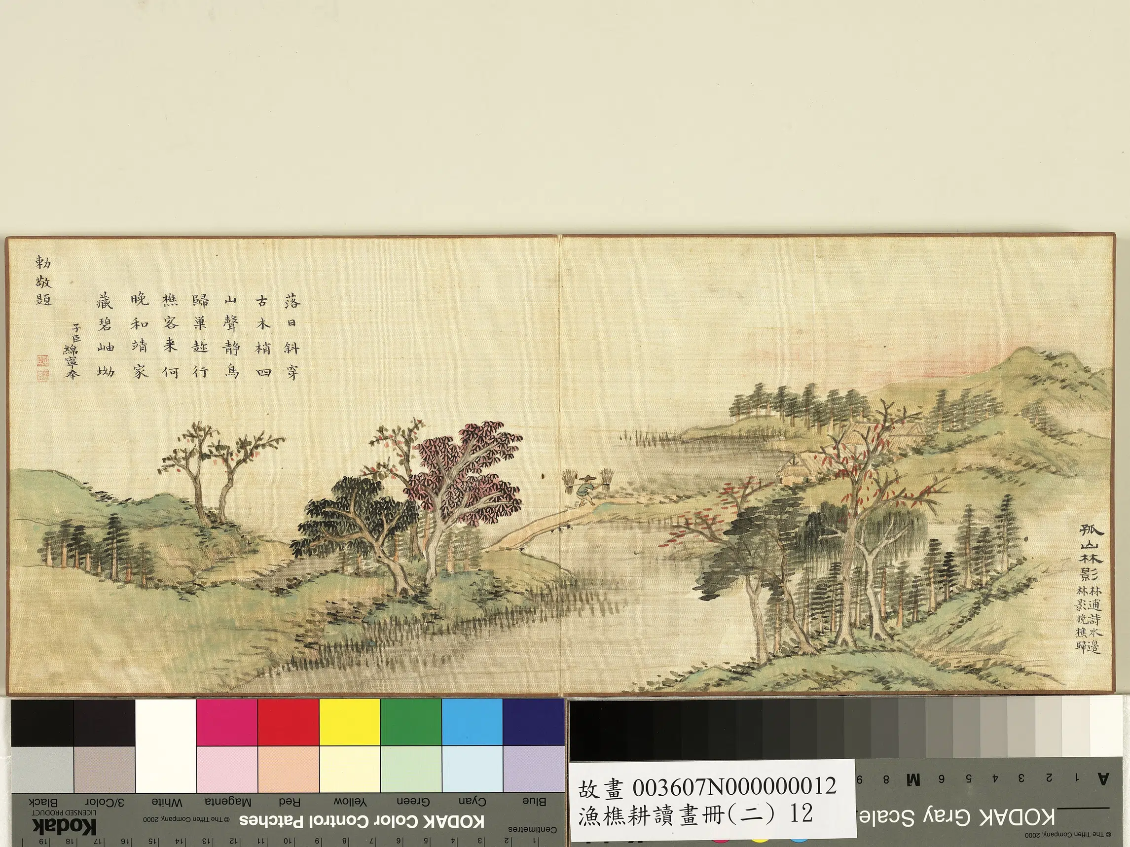 清代【爱新觉罗·旻（绵）宁-道光】《渔樵耕读画册（二）册-孤山林影》