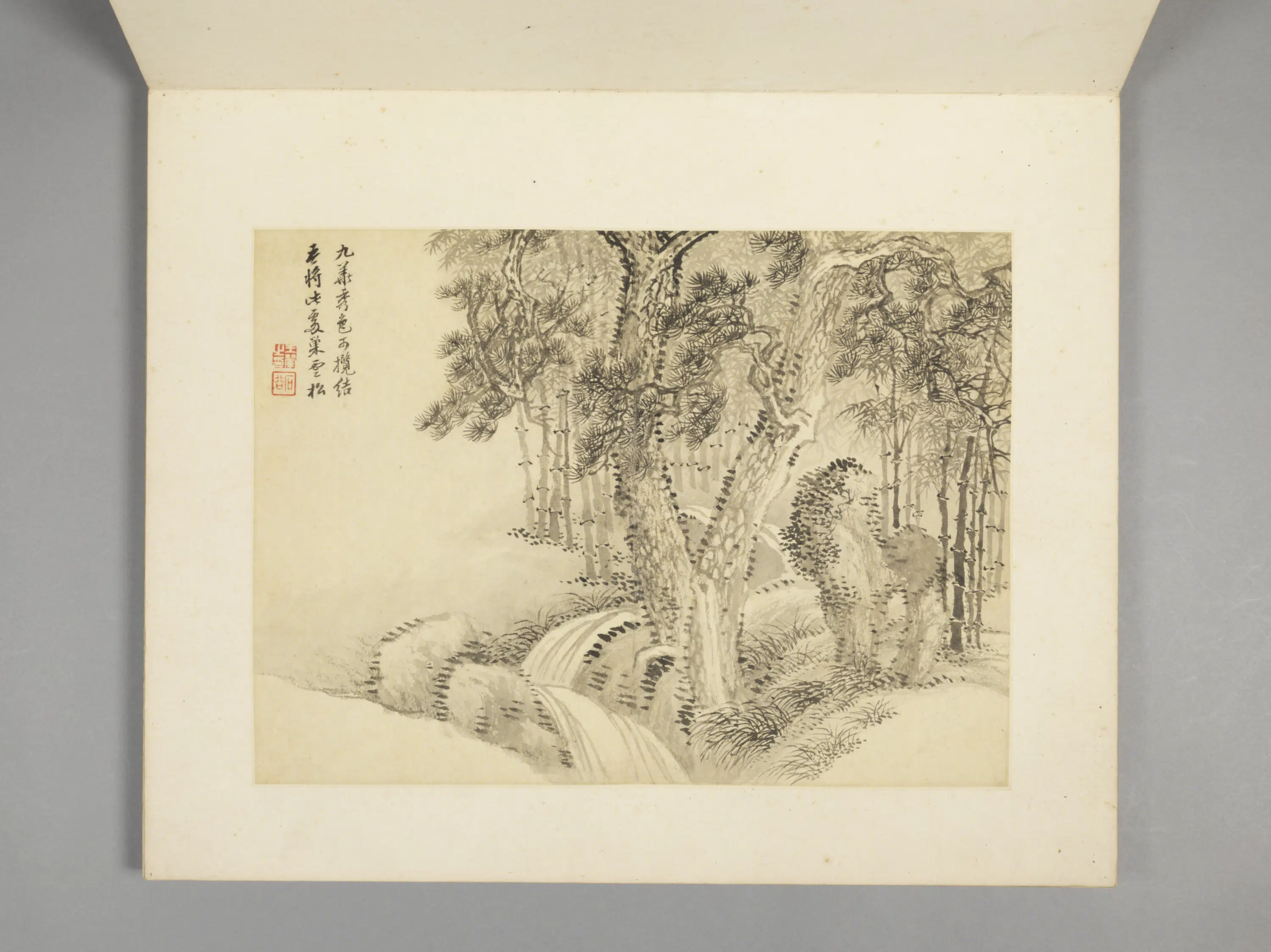 清代【王翚】《山水竹石册(7开)》 第2张 清代【王翚】《山水竹石册(7开)》 第2张