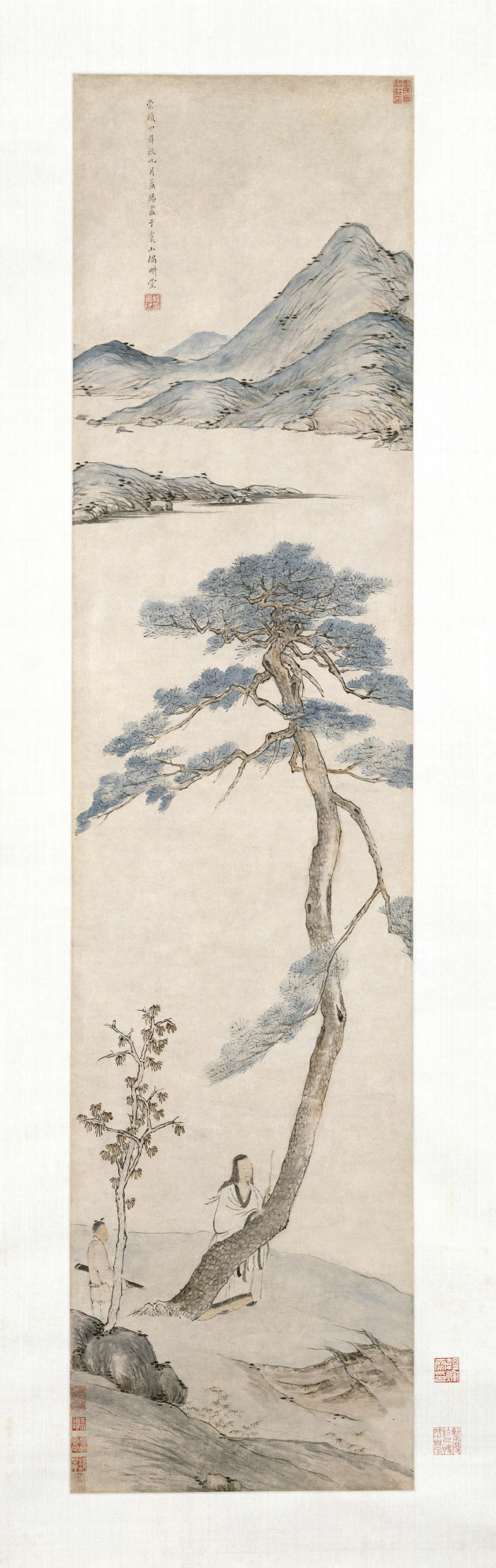 明朝【程嘉燧】《孤松高士图轴》