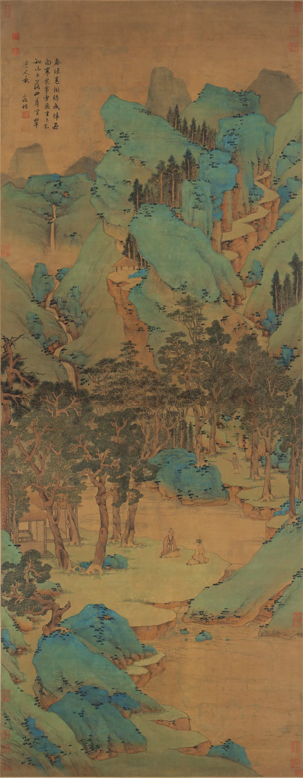 明朝【文徵明（文征明）】《春深高树图轴》