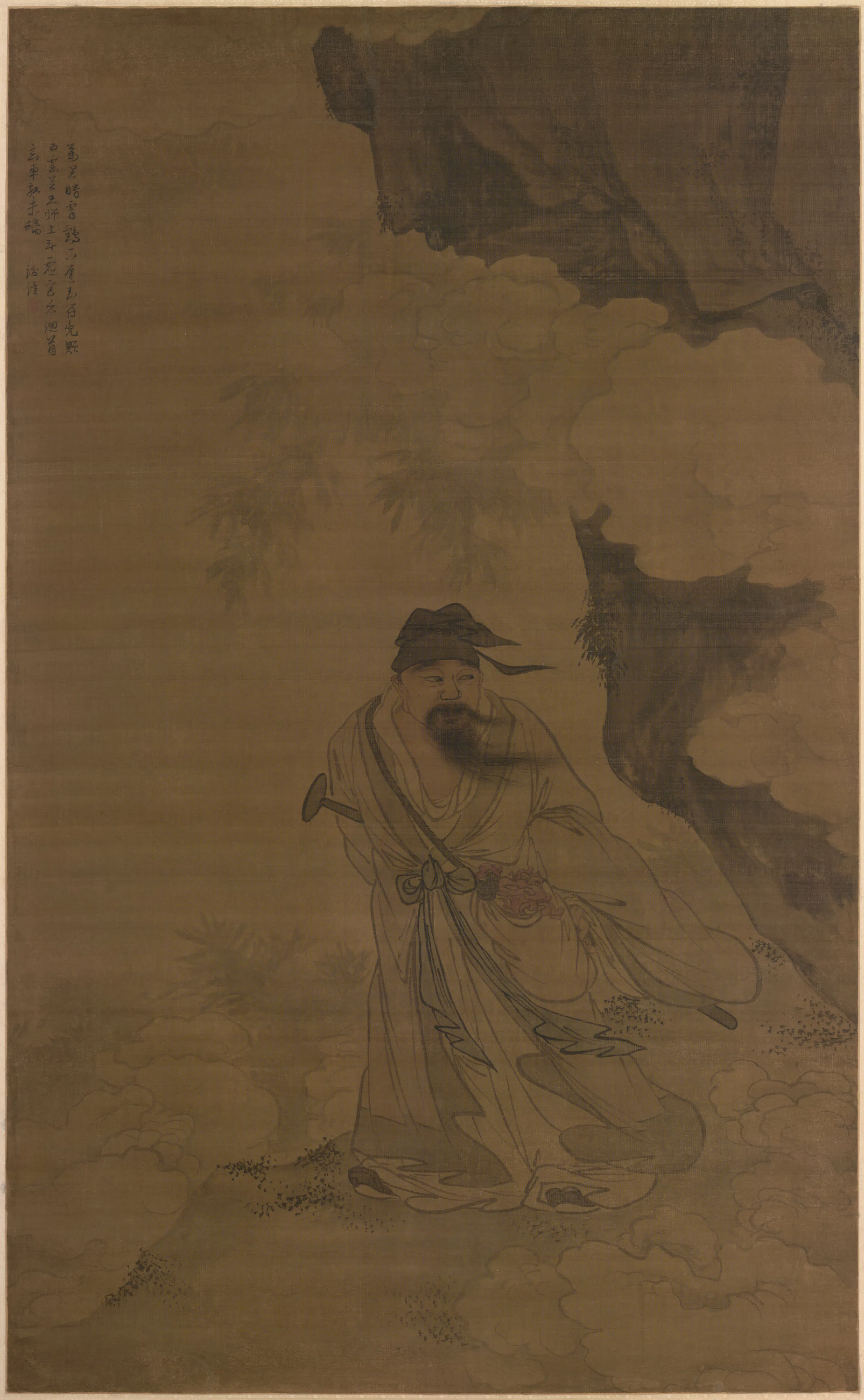 明朝【郭将军郭汾涯】《仙人采芝图轴》
