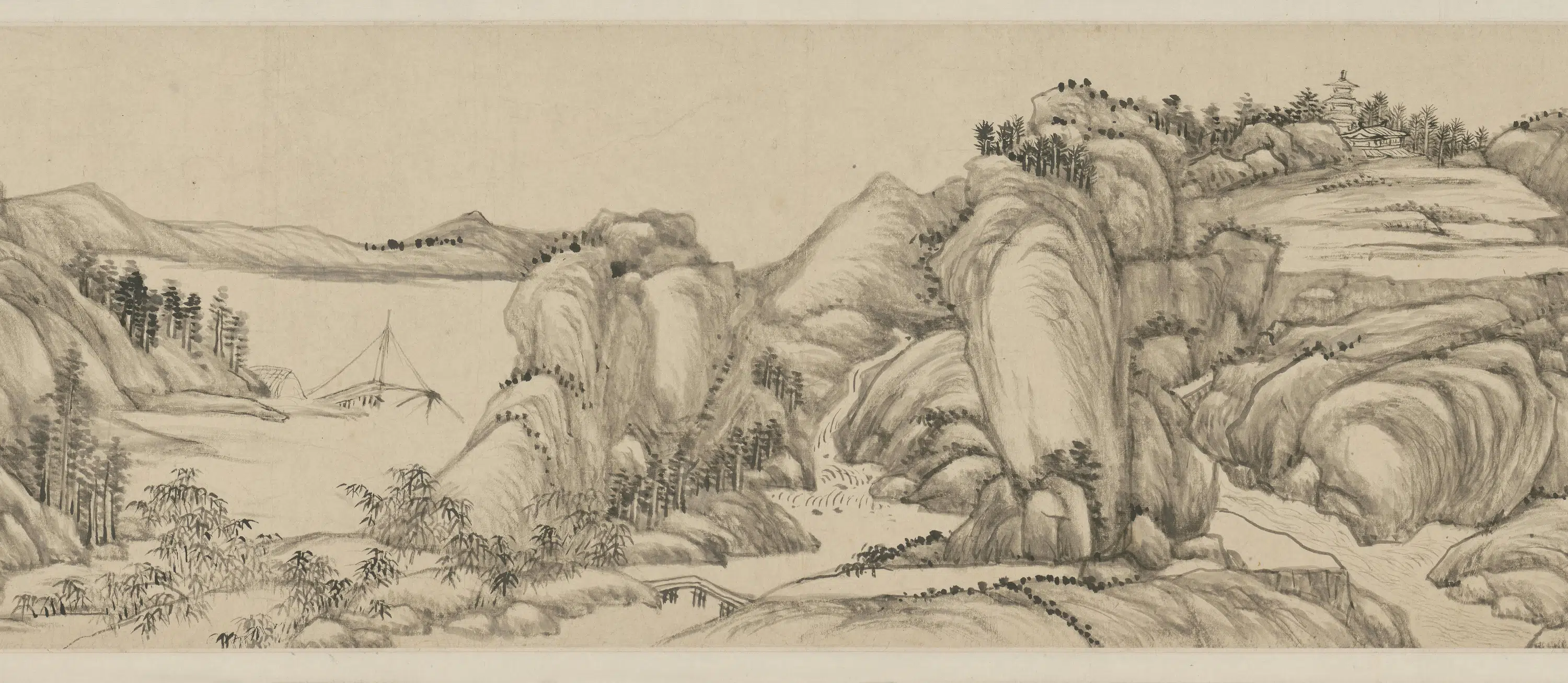 明代【王原祁】《竹溪松岩图卷》 第10张