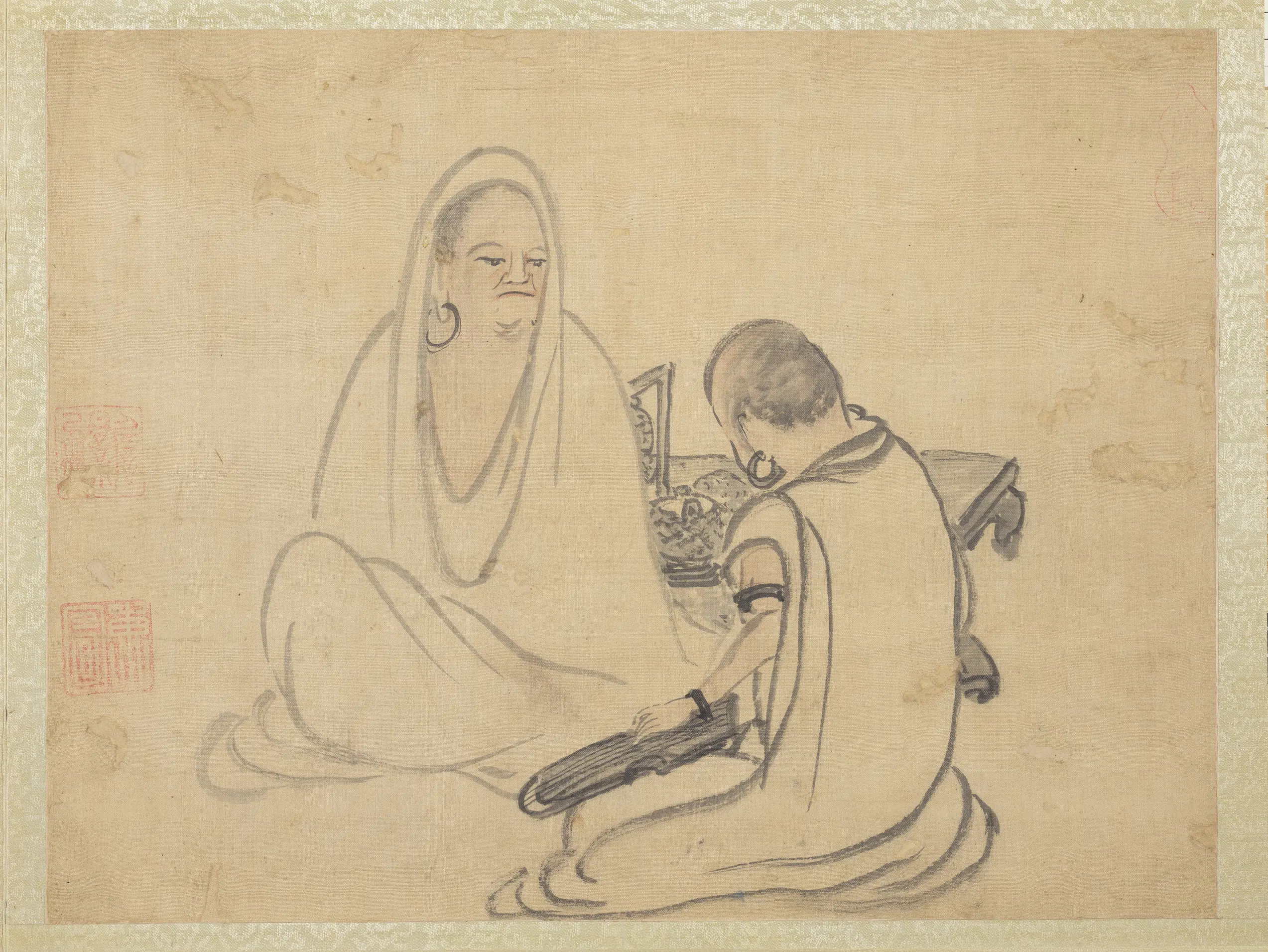 元代《元人画十八应真像册-应真（八）》