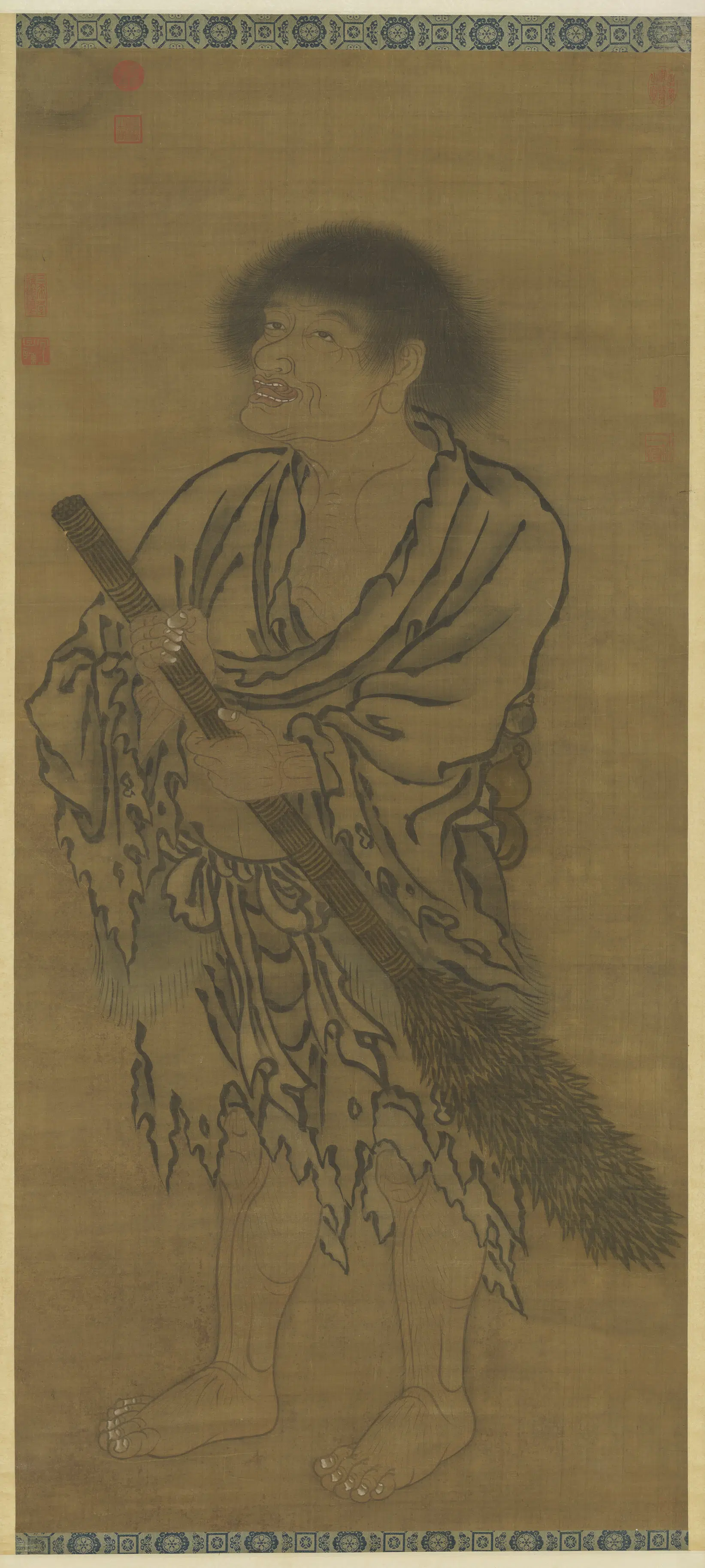 元朝【颜辉】《画拾得子图轴》