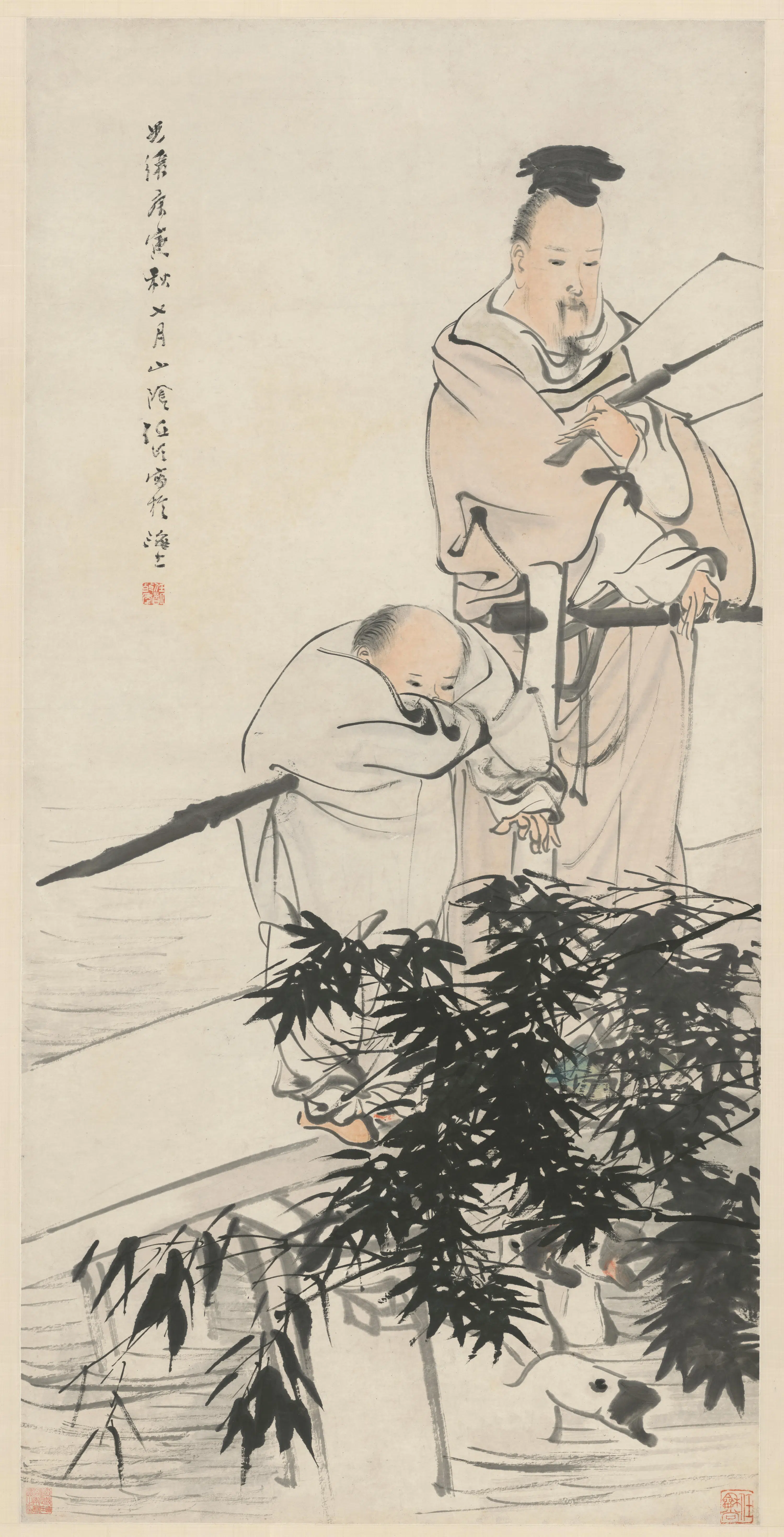 清代【任颐】《羲之爱鹅图轴》