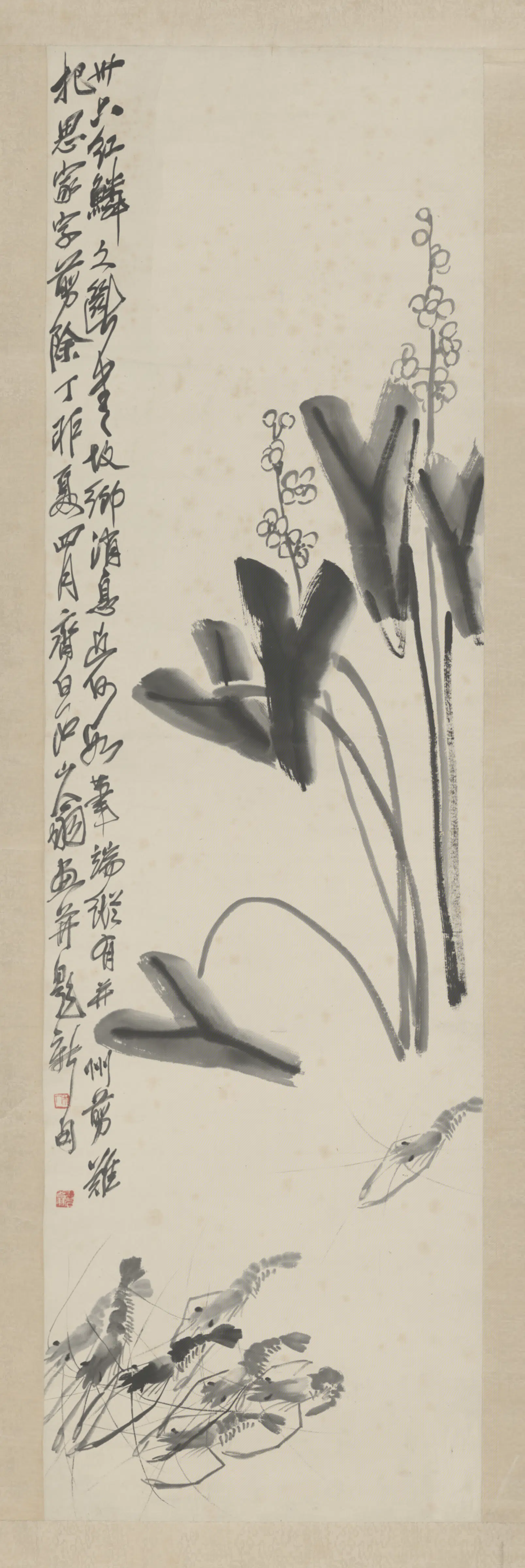 近现代【齐白石】《画虾图轴-3》