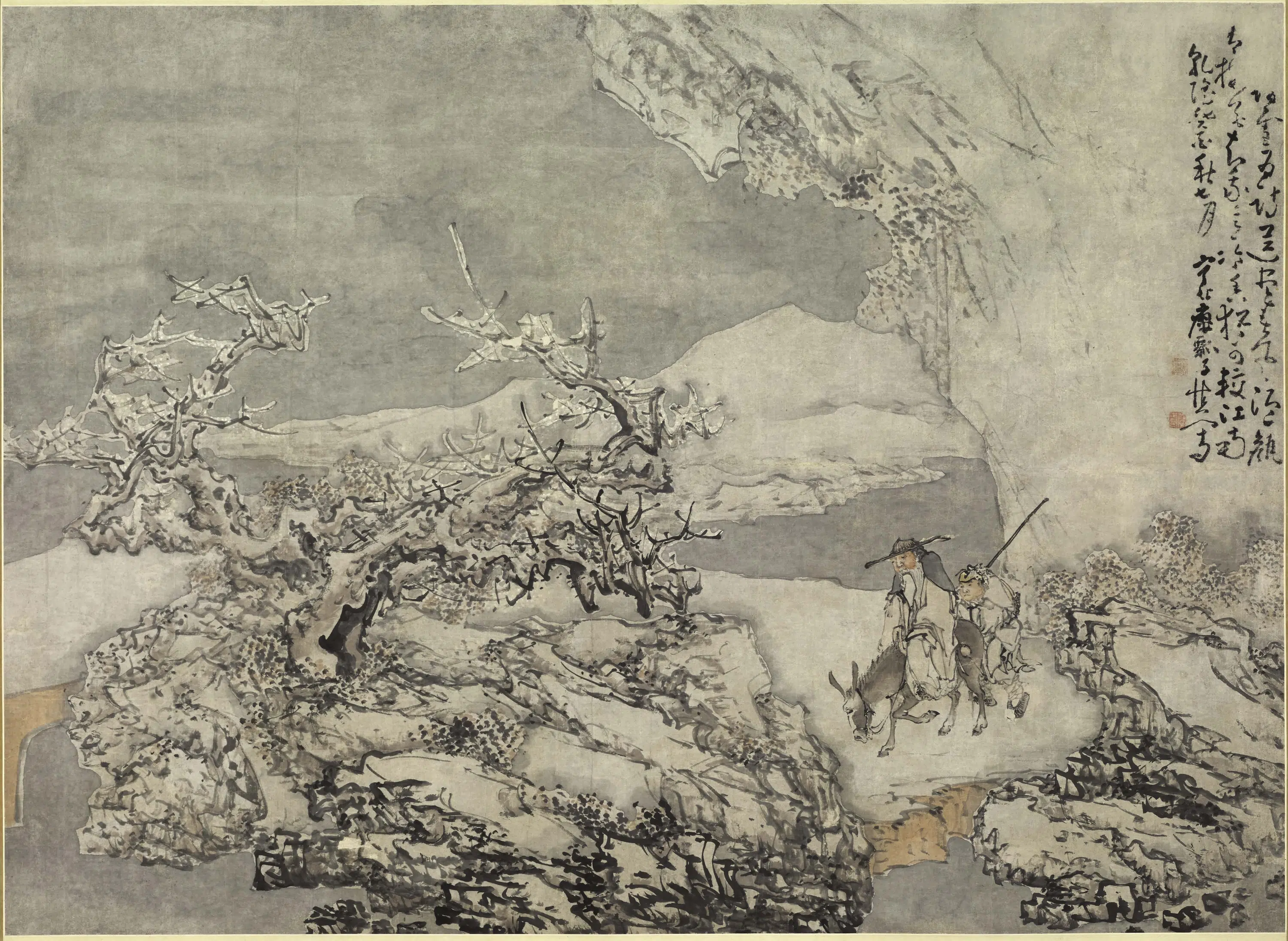 清代【黄慎】《雪景山水图轴》