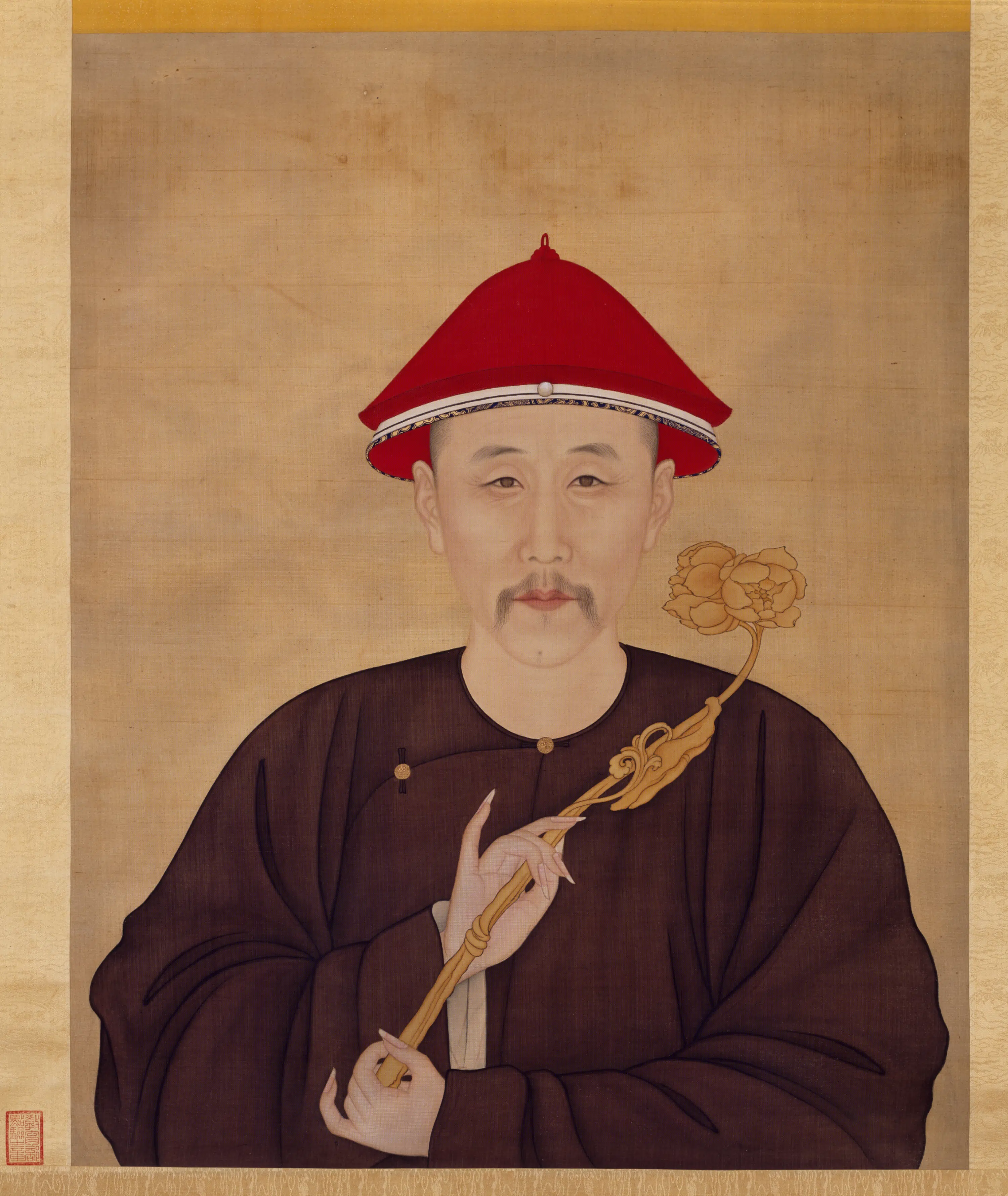 清代【爱新觉罗胤禛-清世宗雍正皇帝】《清人画胤禛半身像轴》
