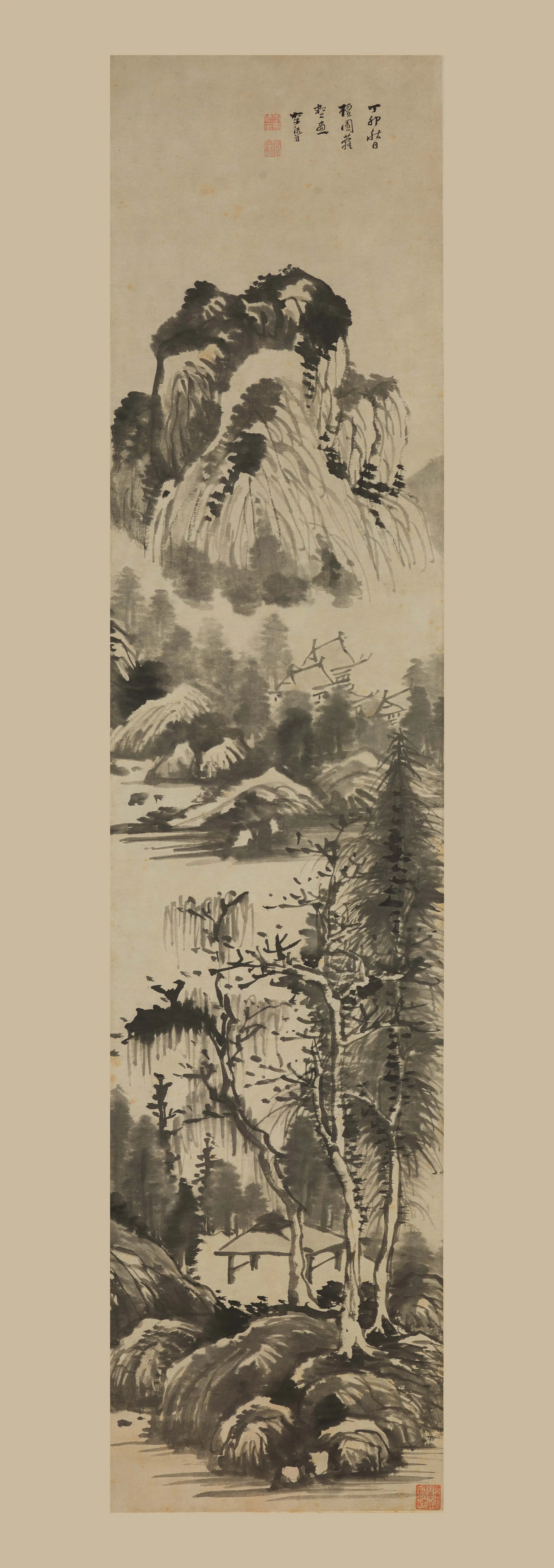 明朝【李流芳】《雨后山亭图轴》