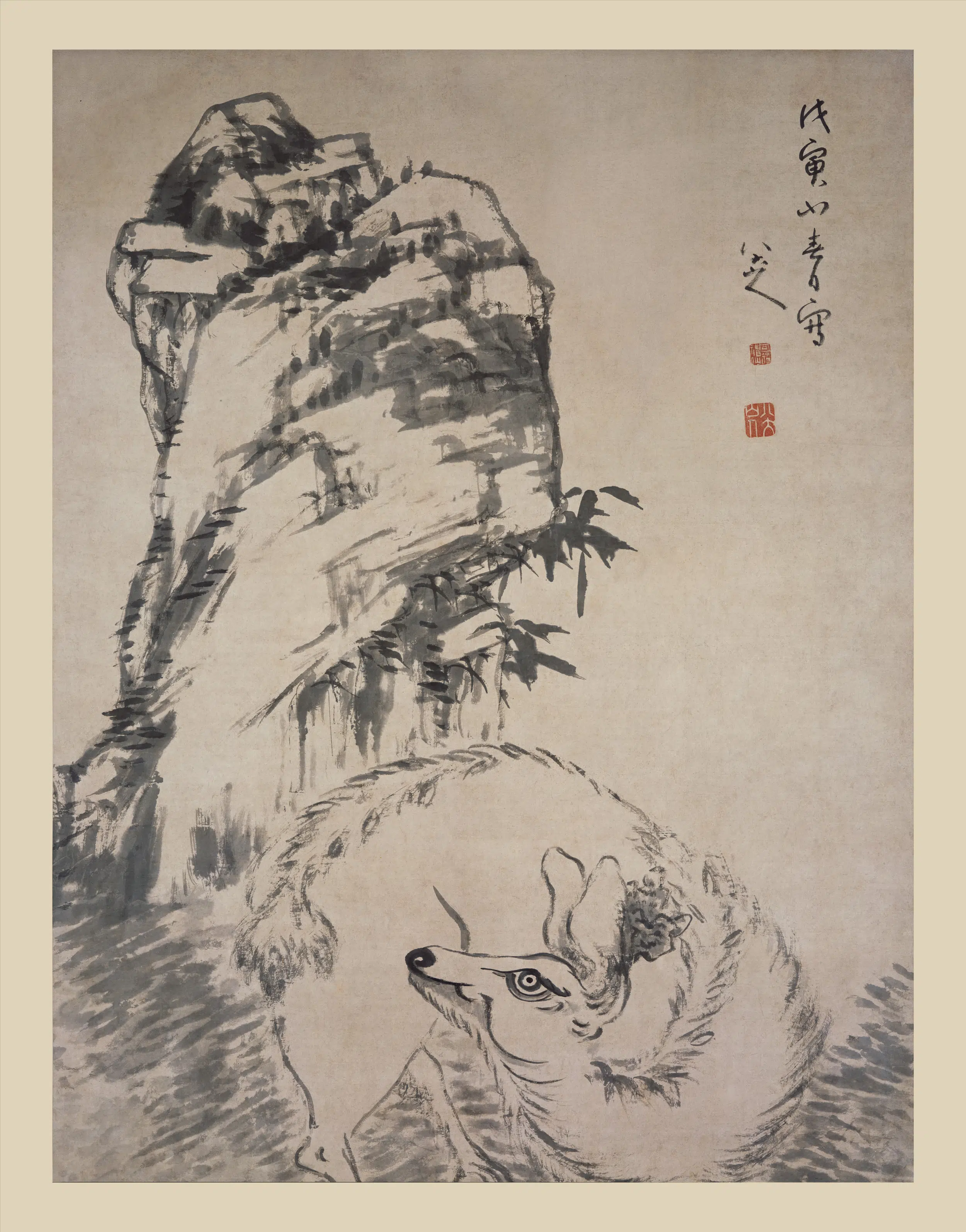 清代【朱耷】《鹿图轴》