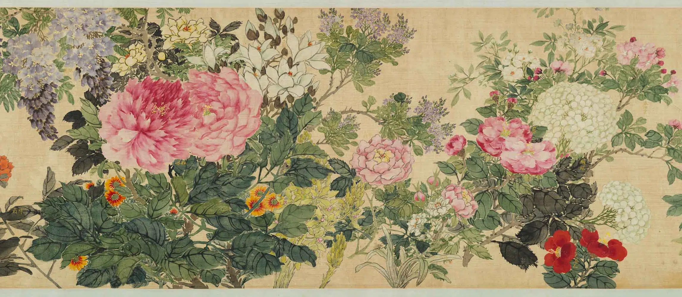 清代【张熊】《设色百花图轴》 第5张
