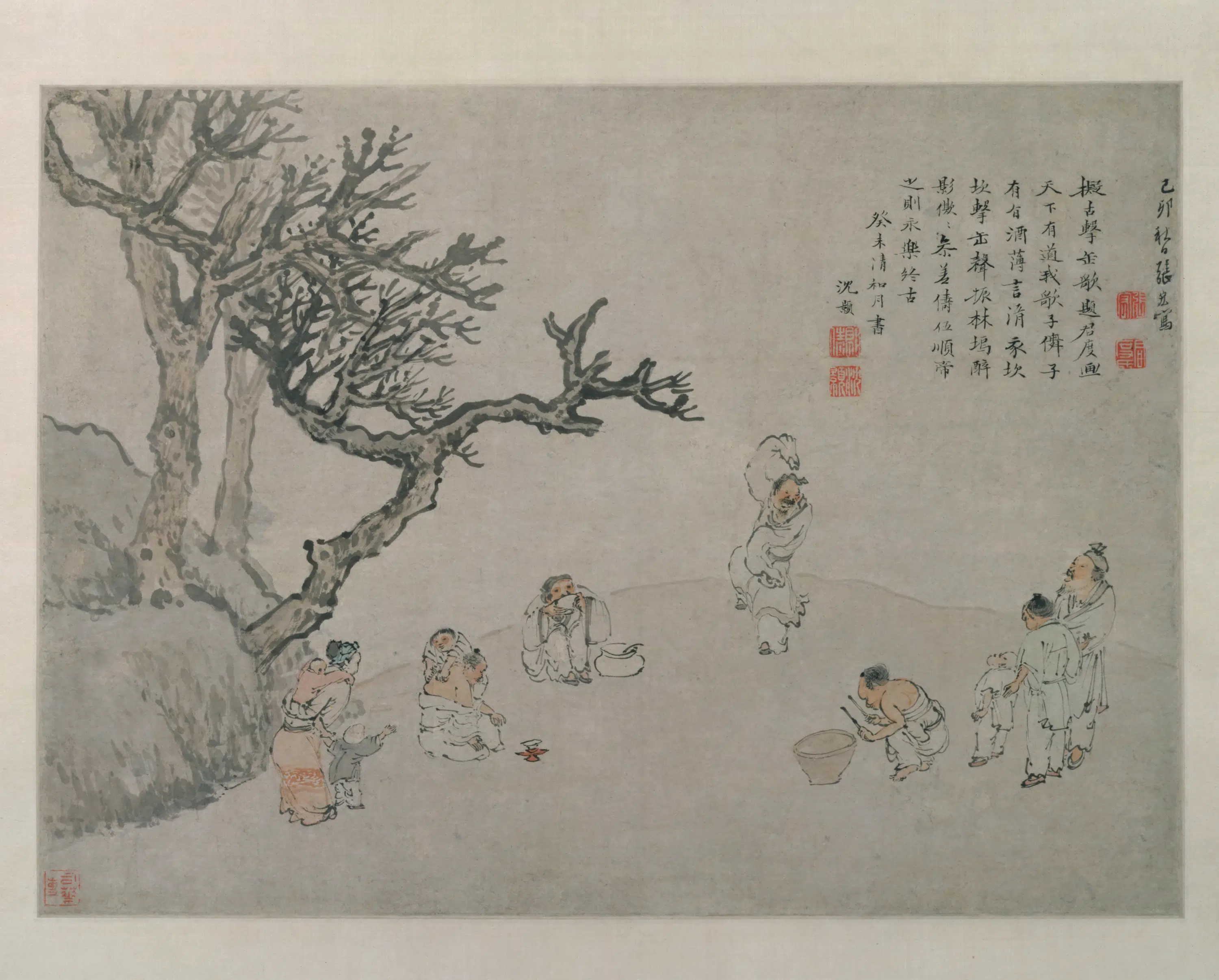 明朝【张宏】《击缶图轴》