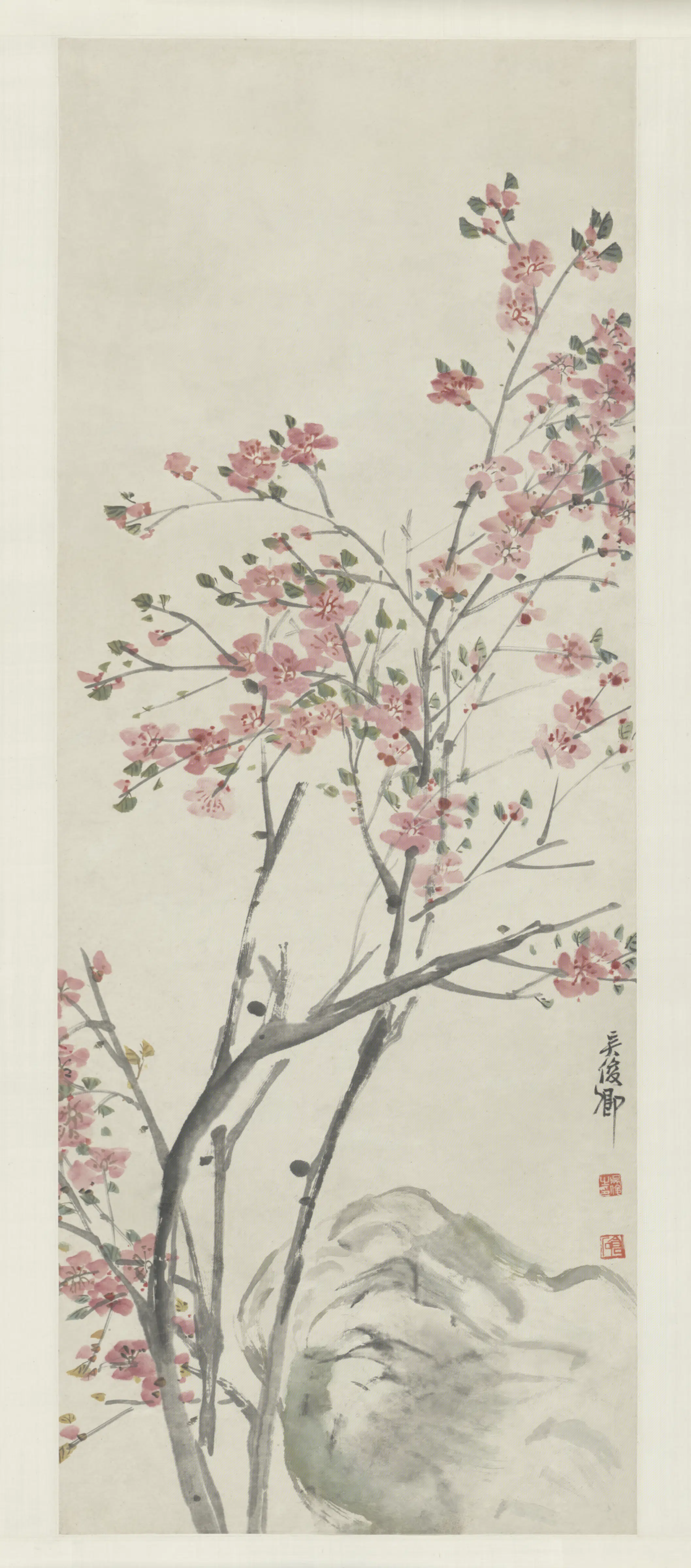 清代【吴俊卿】《杏花图轴》
